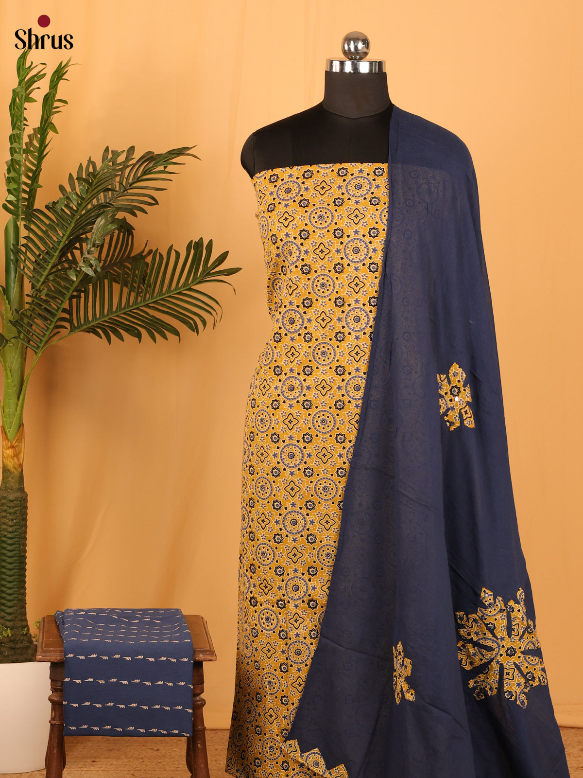 Yellow & Blue - Cotton salwar