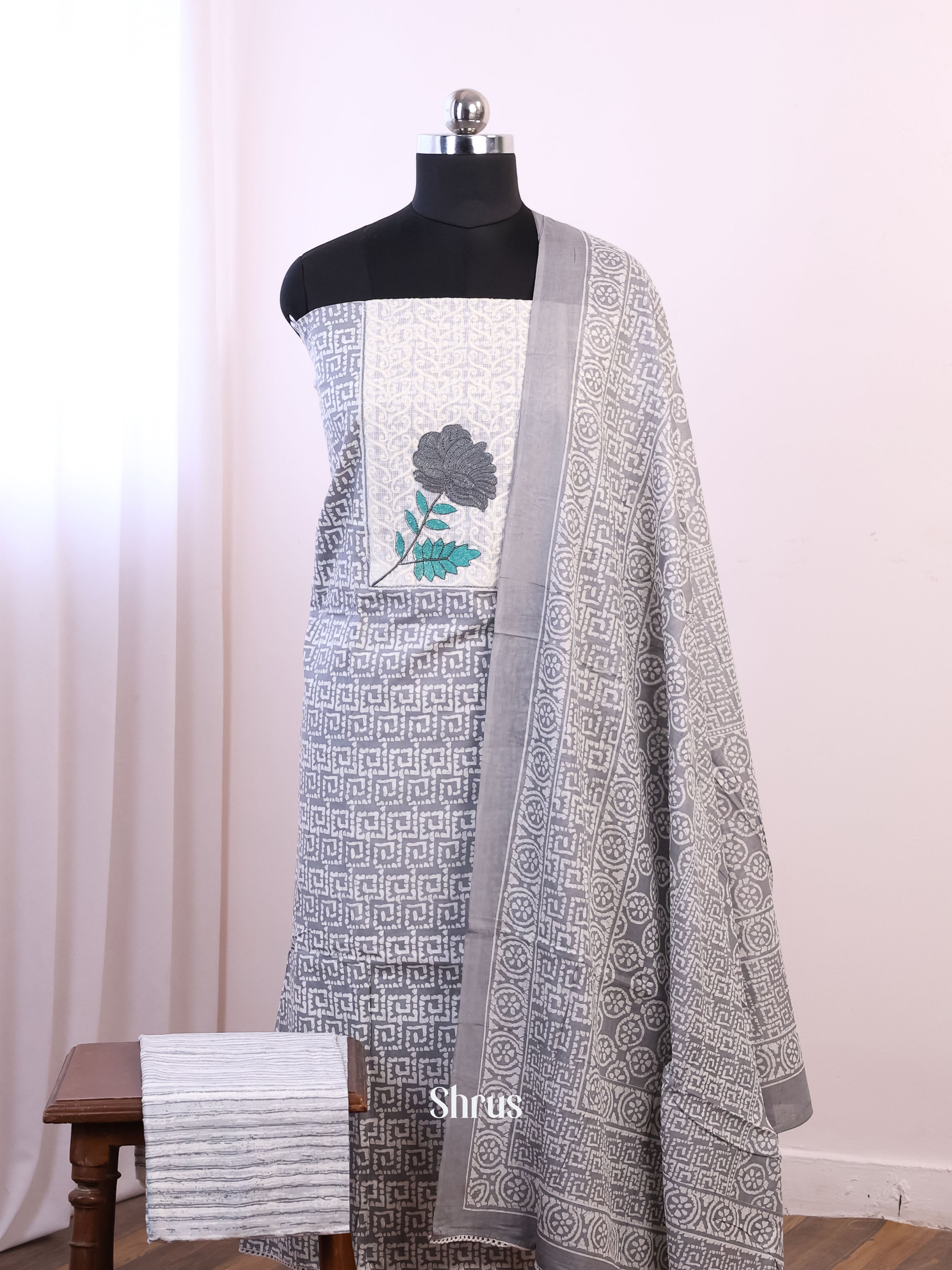 Grey & Cream - Cotton salwar