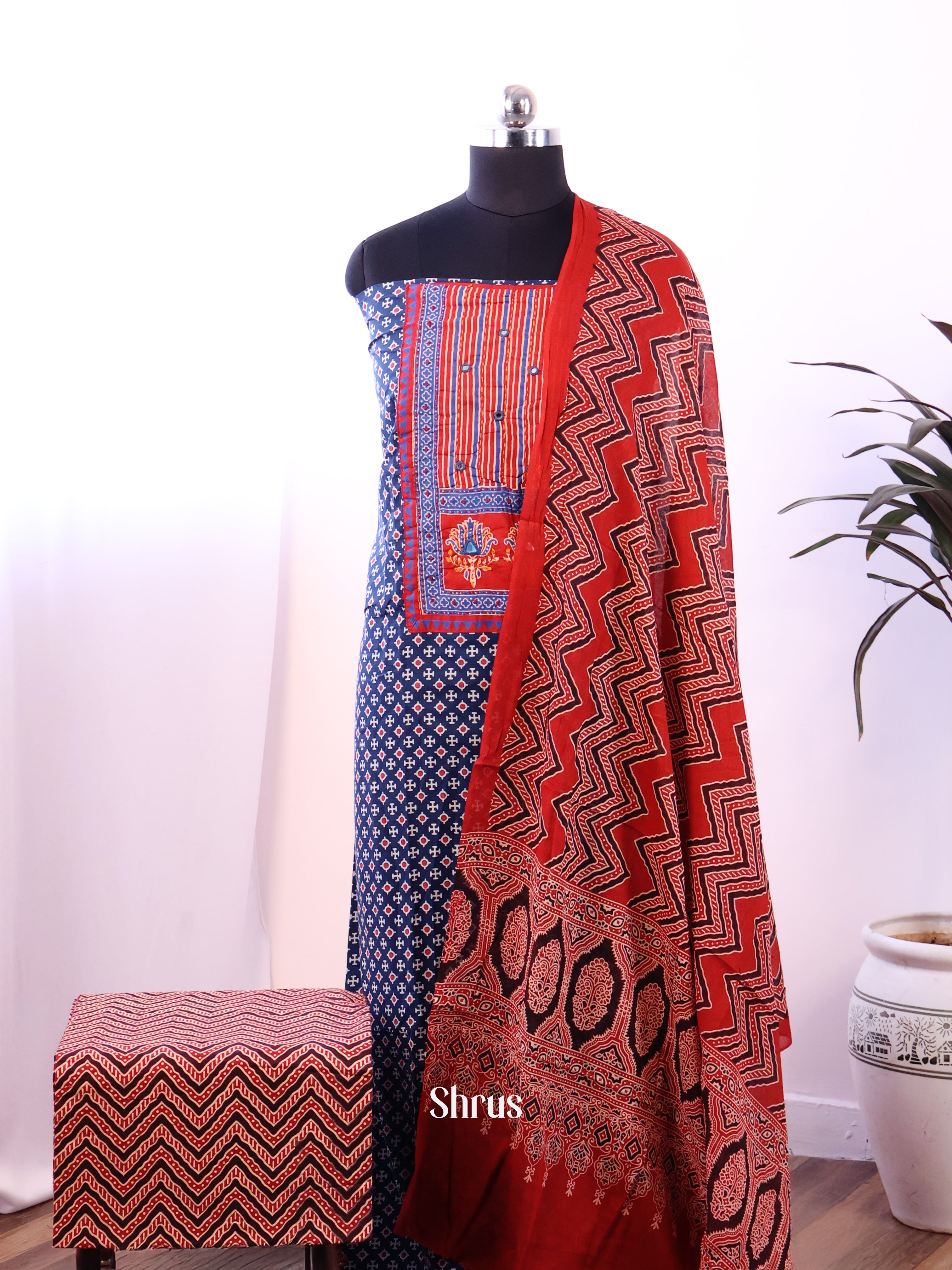 Blue & Red - Ajrakh Salwar