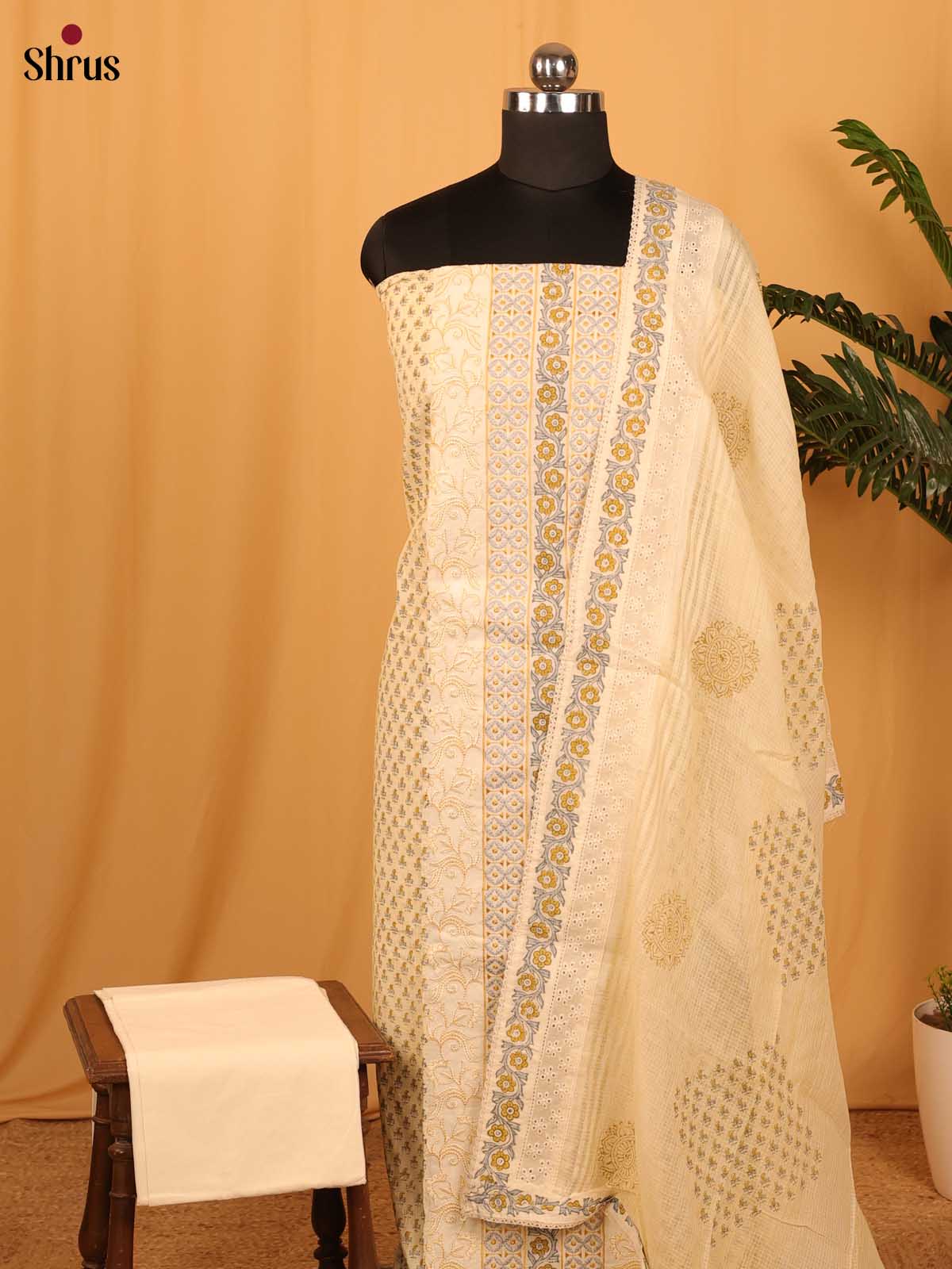 Cream - Cotton salwar