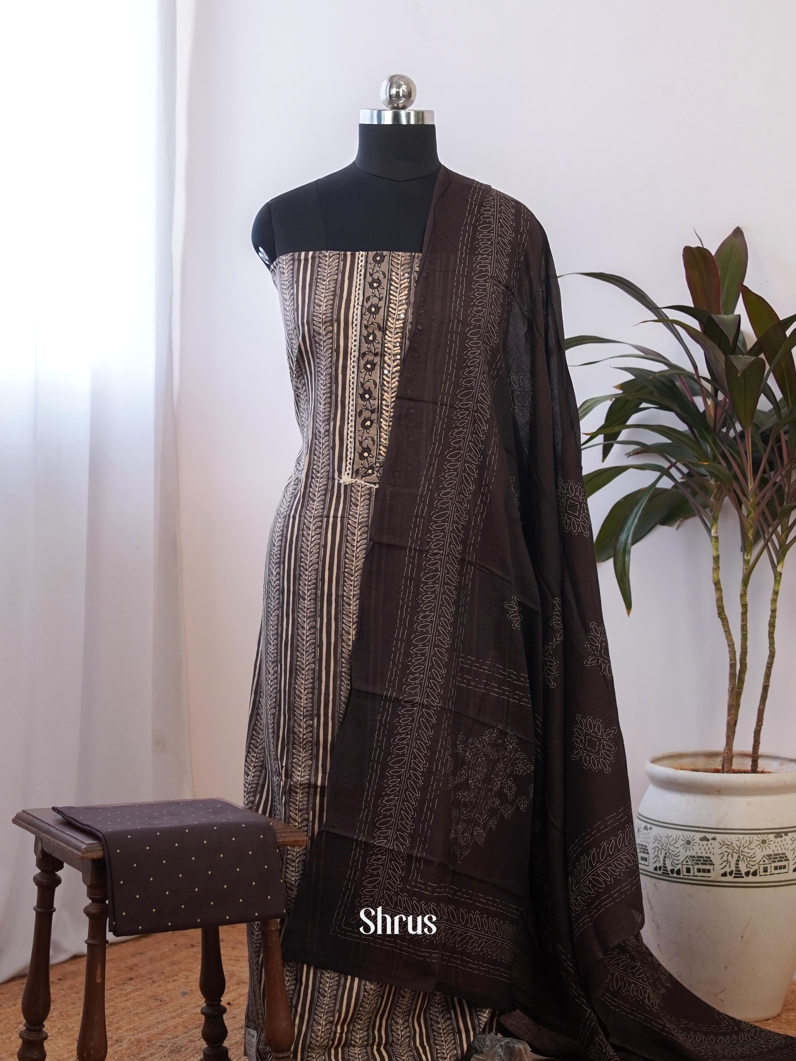 Grey & Black  - Cotton salwar