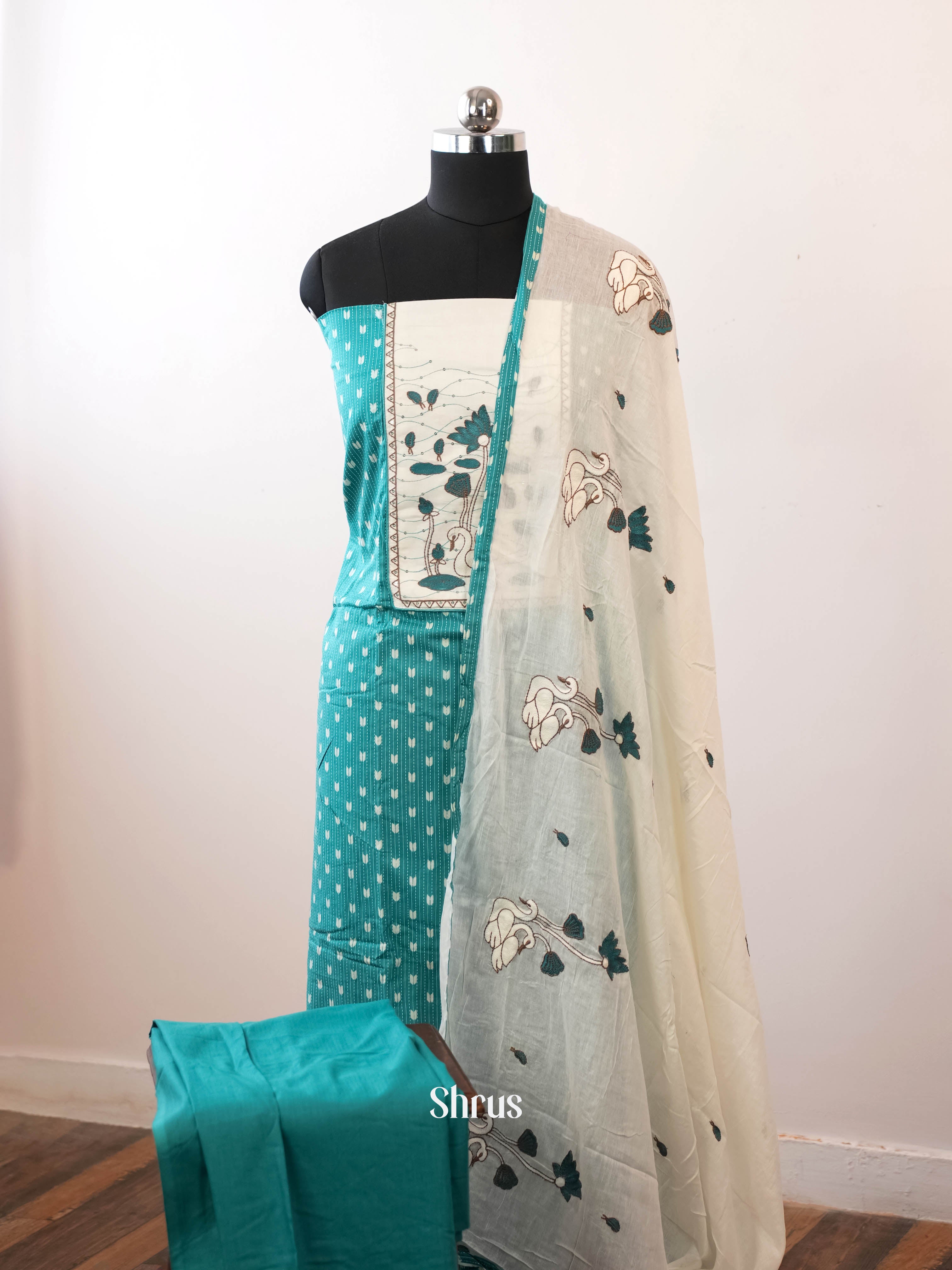 Teal & Cream - Cotton salwar