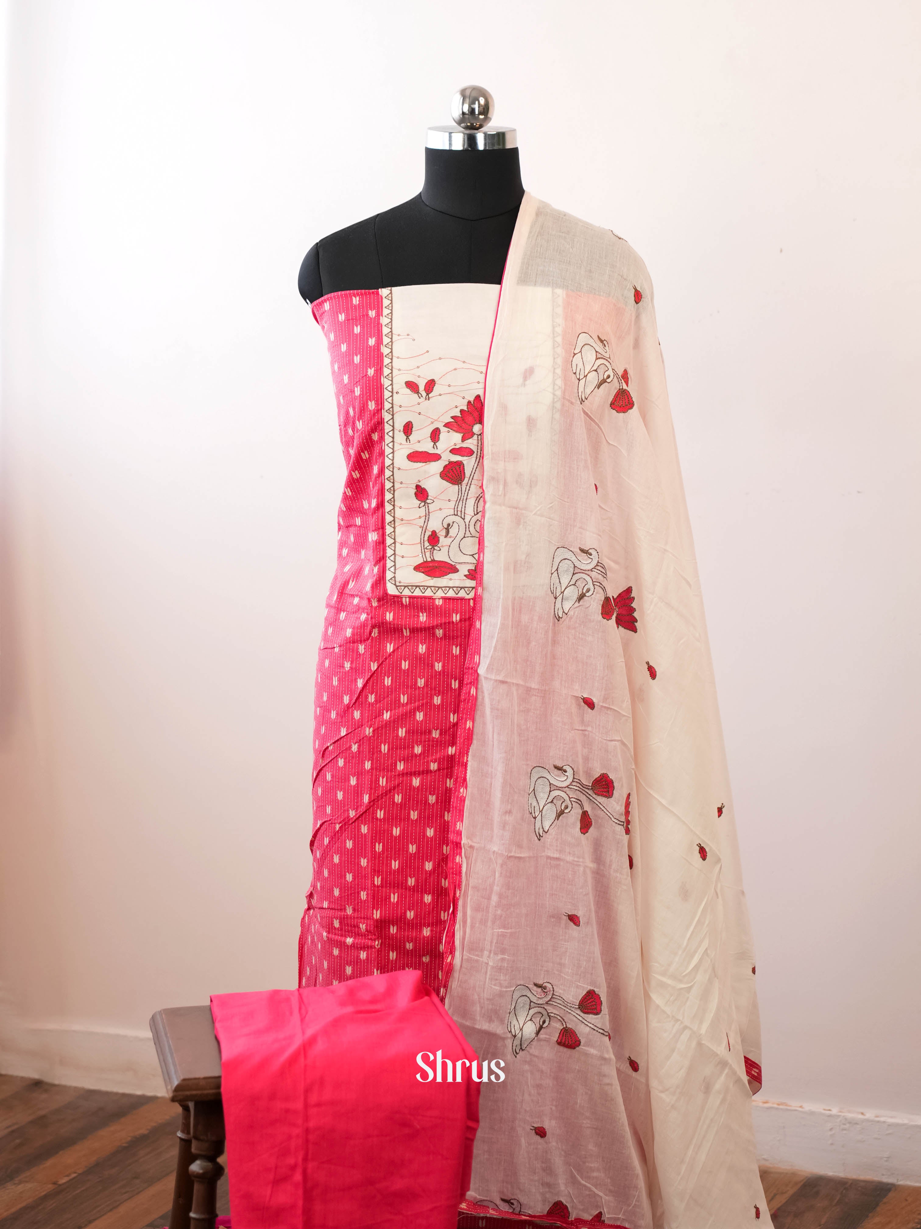 Rose Pink  & Cream- Cotton salwar