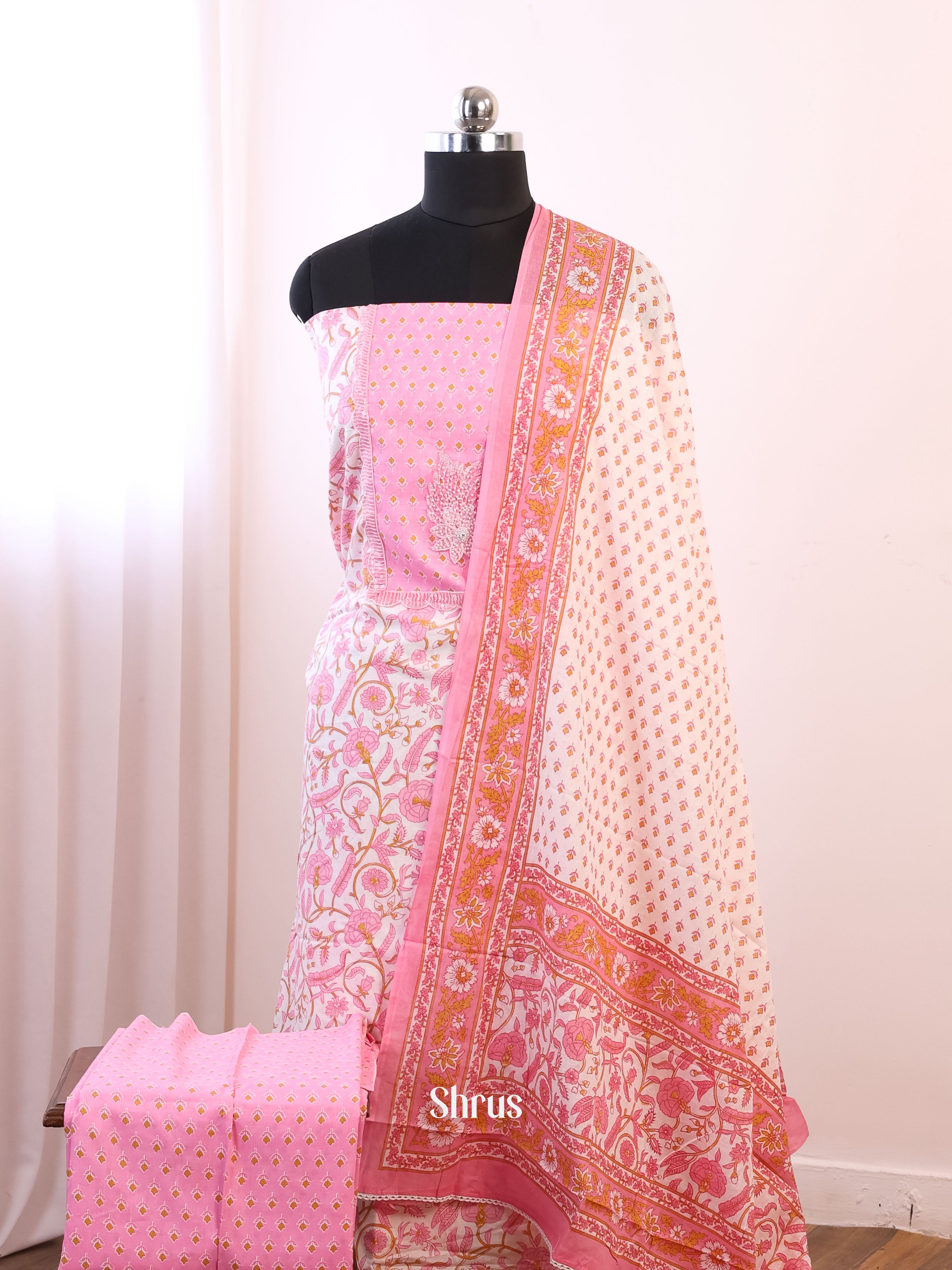 Pink & Cream - Cotton salwar