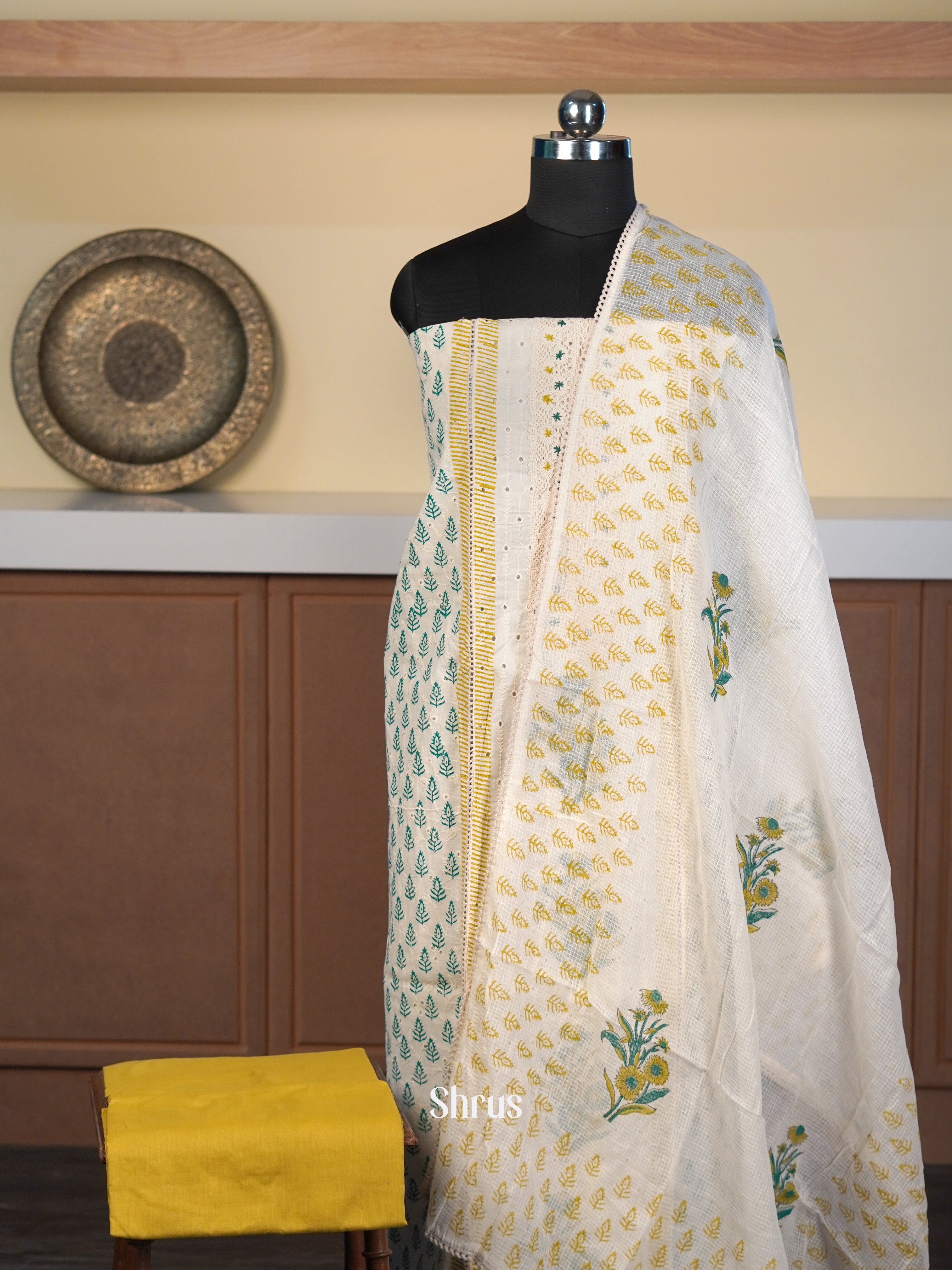 Cream & Mustard - Cotton salwar