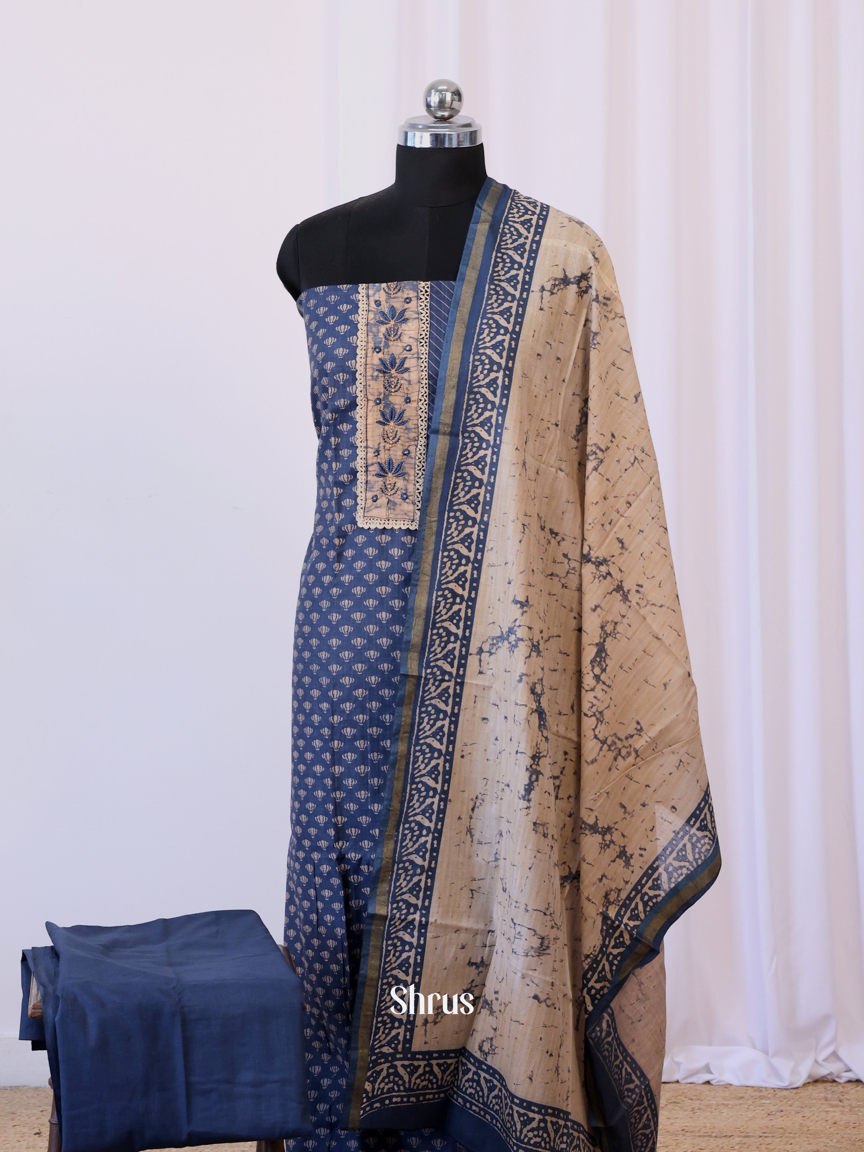 blue & Beige- Cotton salwar