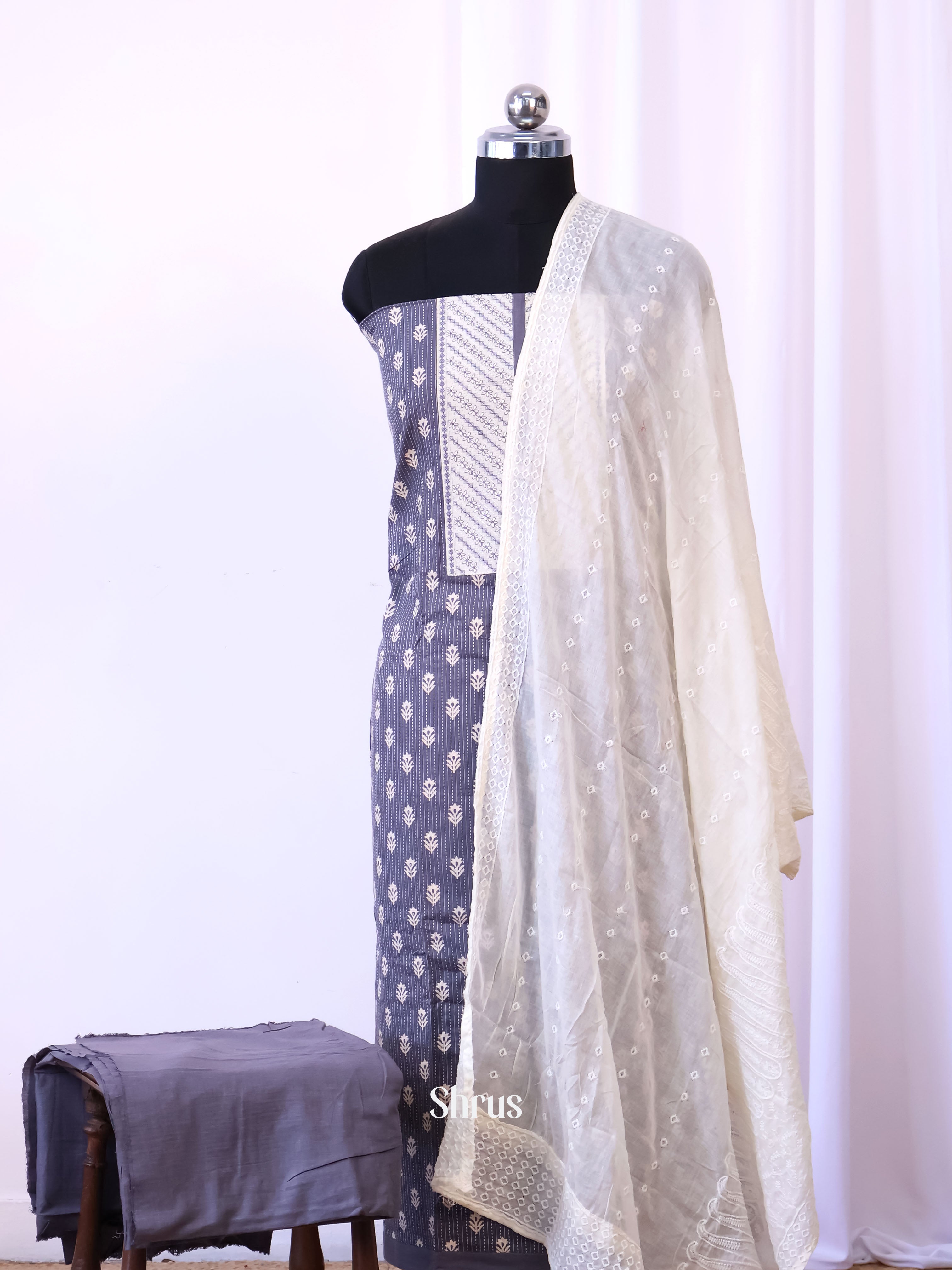 Grey & Cream - Cotton salwar