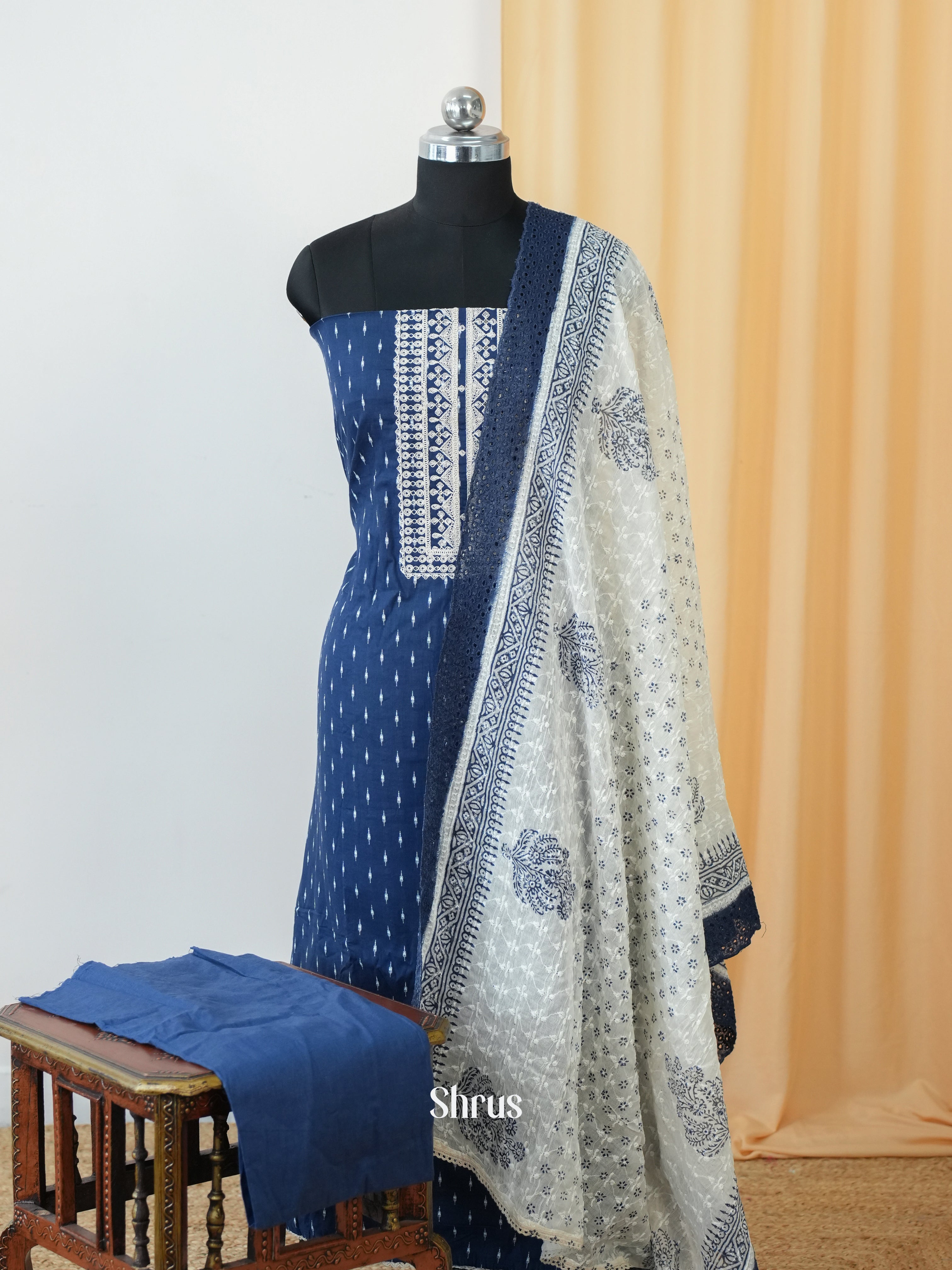 Blue & Cream - Cotton salwar