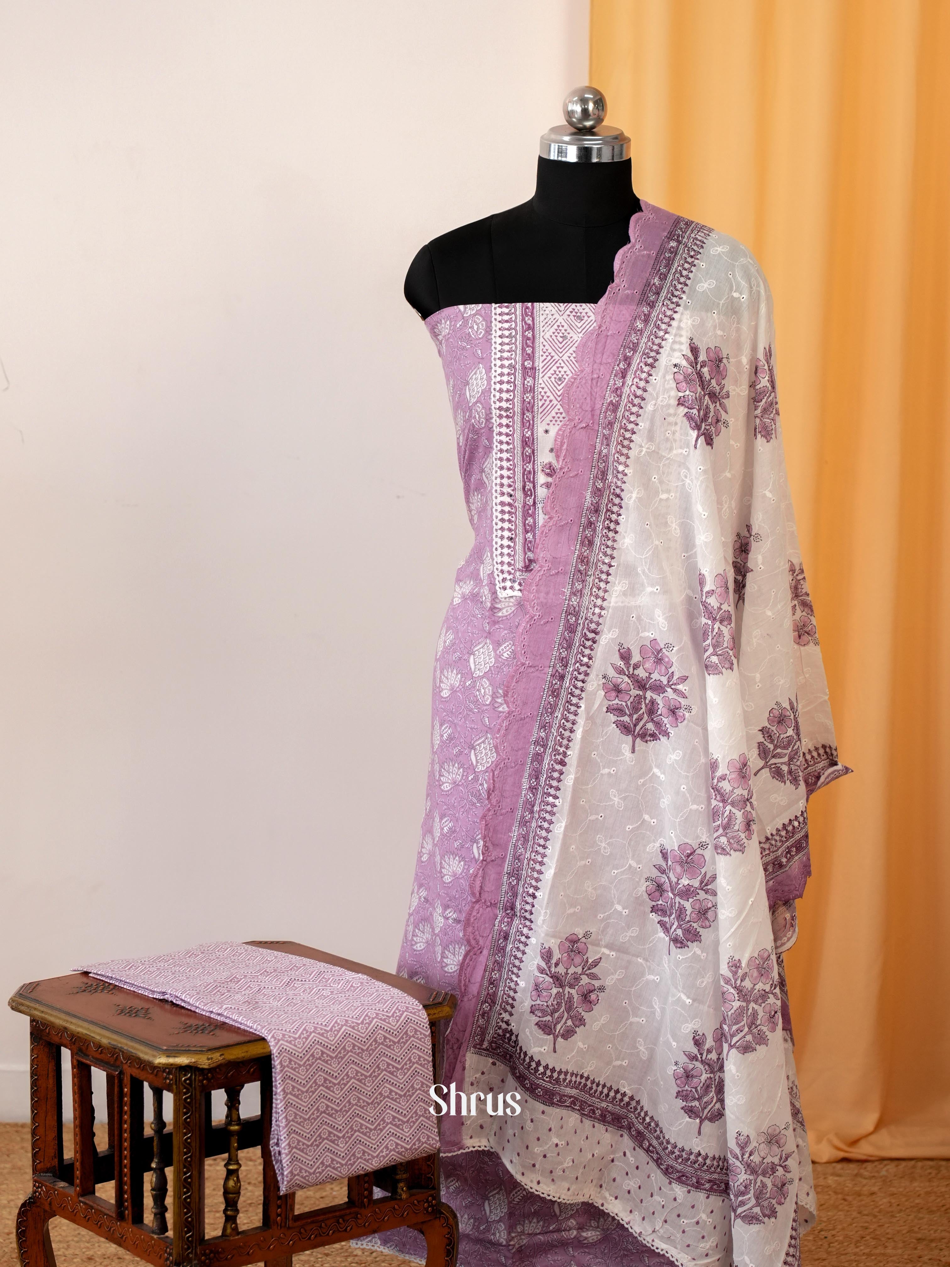 Purple & Cream - Cotton salwar