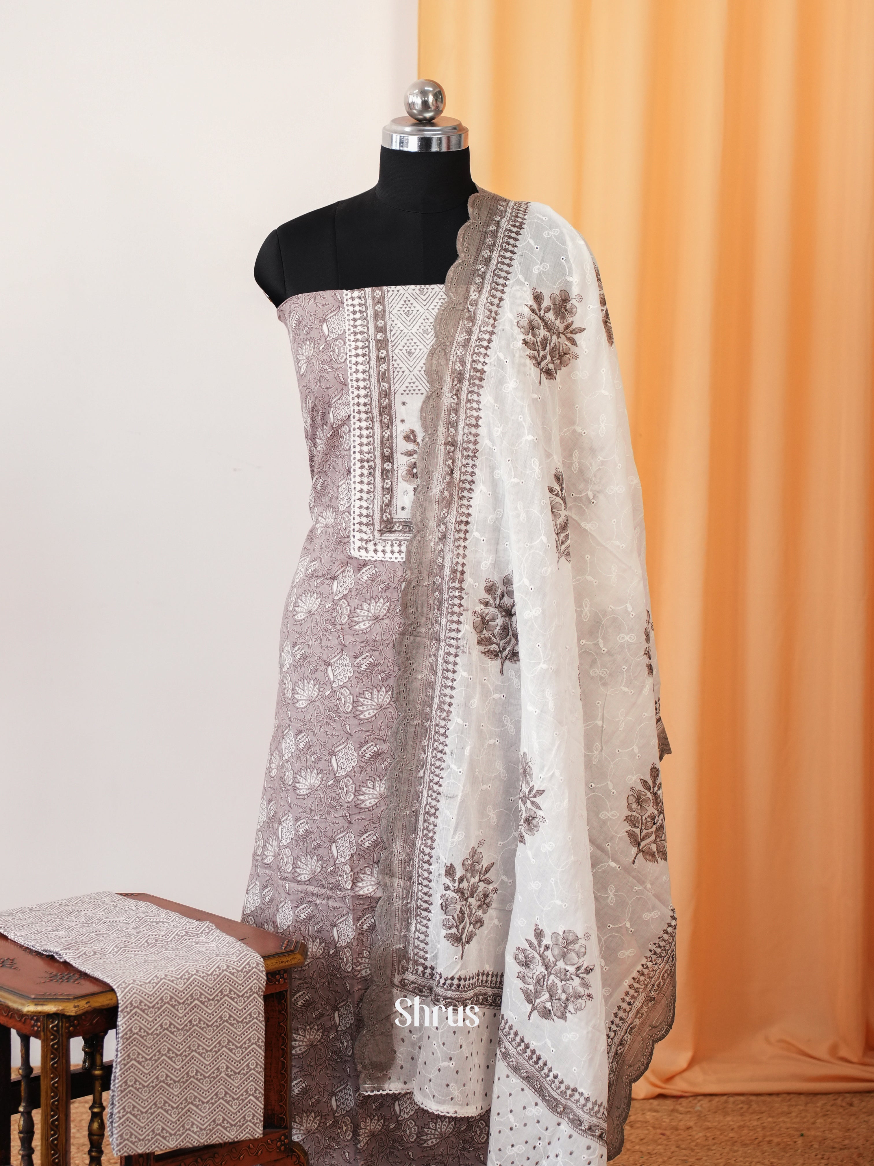 Grey & Cream - Cotton salwar