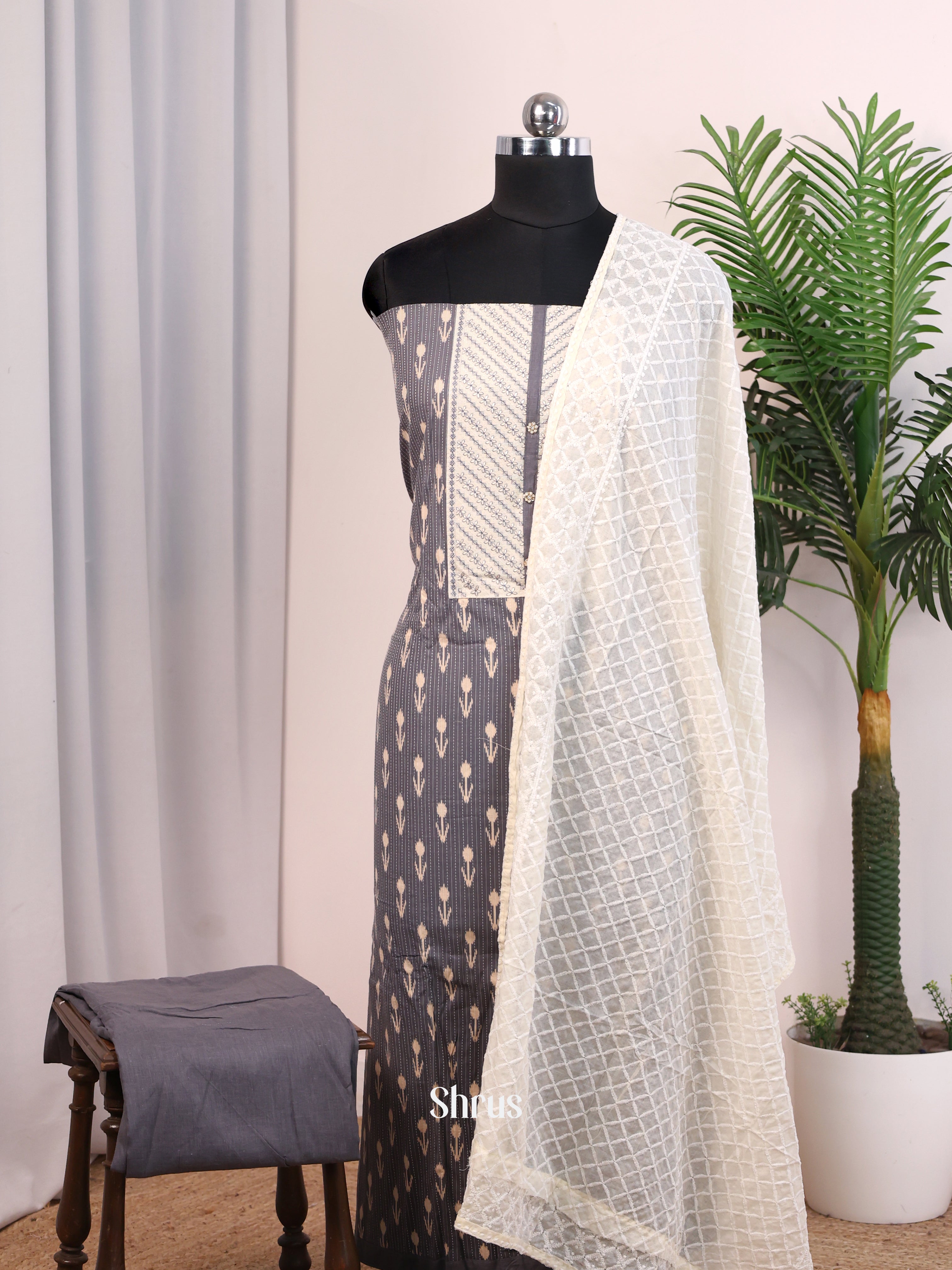 Grey & Cream- Cotton salwar