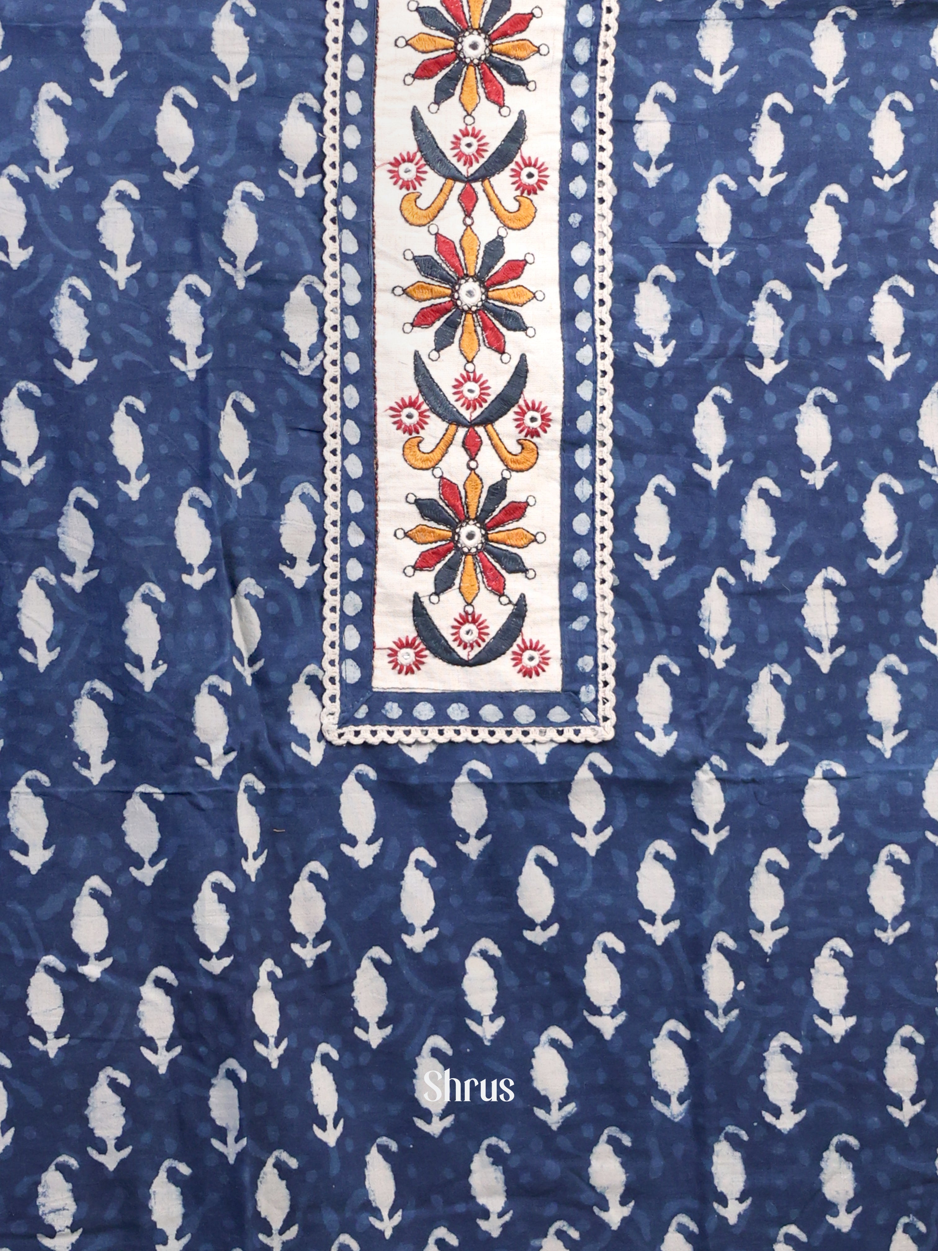 Blue & Cream- Cotton salwar