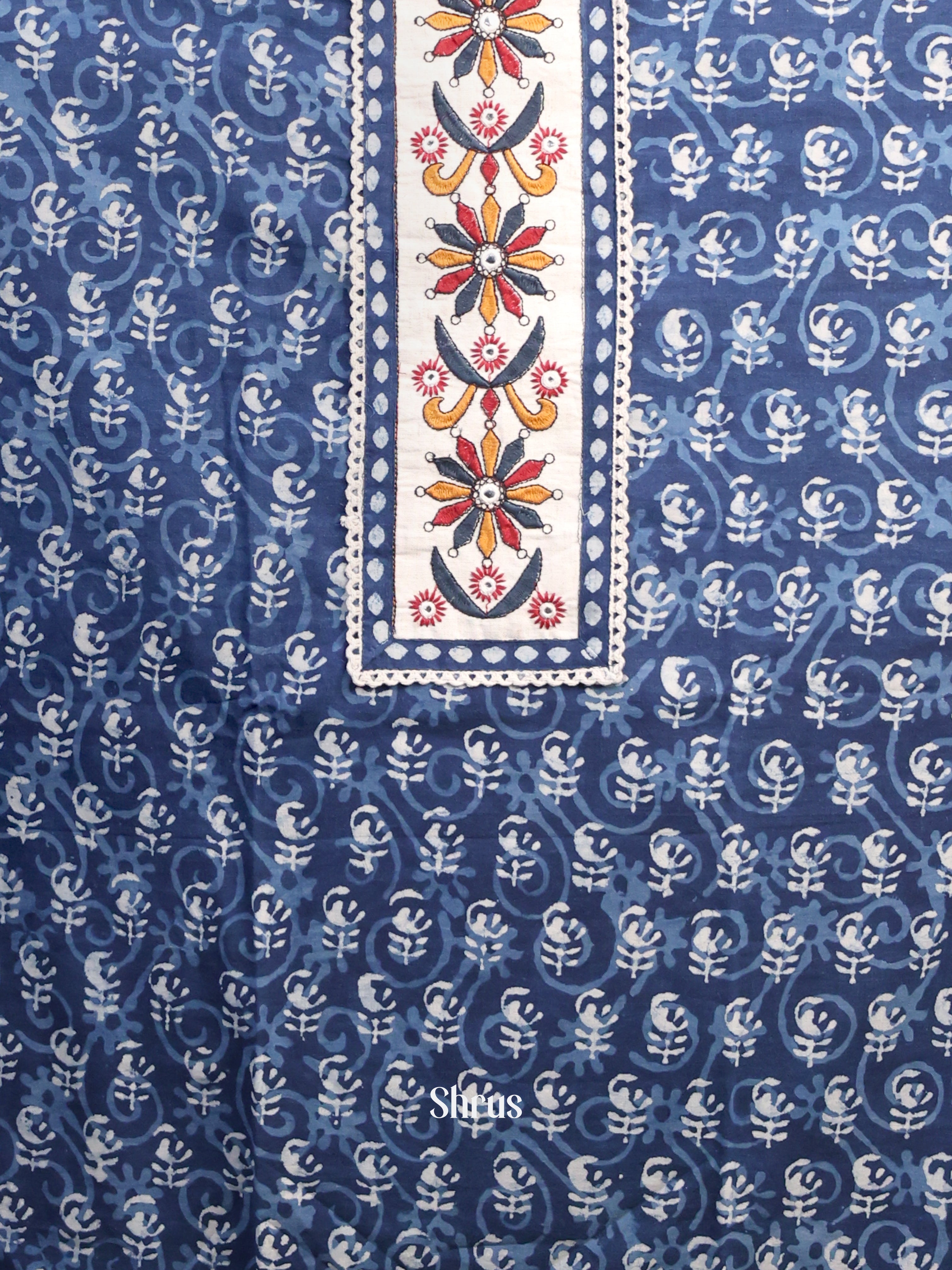 Blue & Cream - Cotton salwar