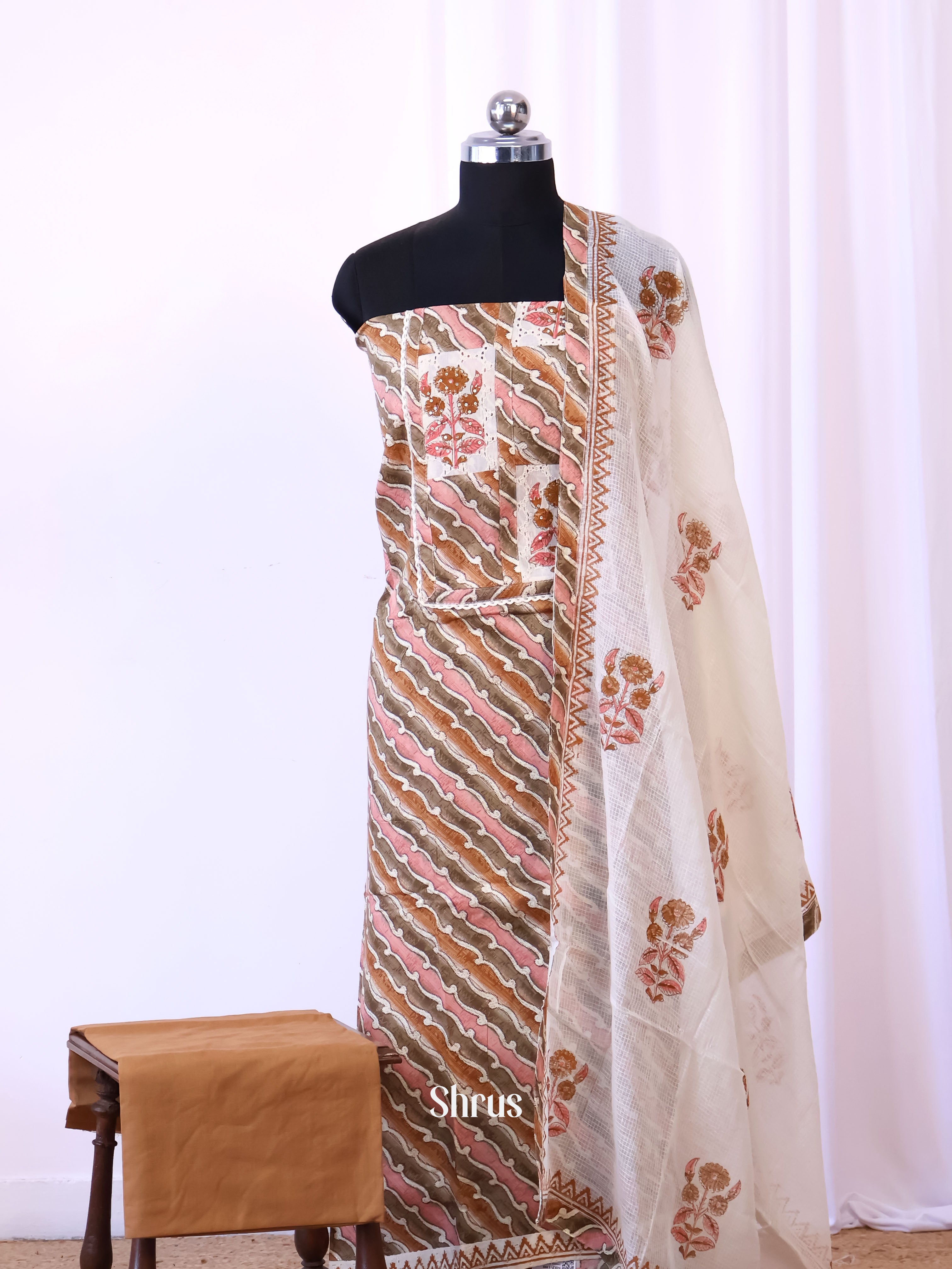 Brown & Cream- Cotton salwar