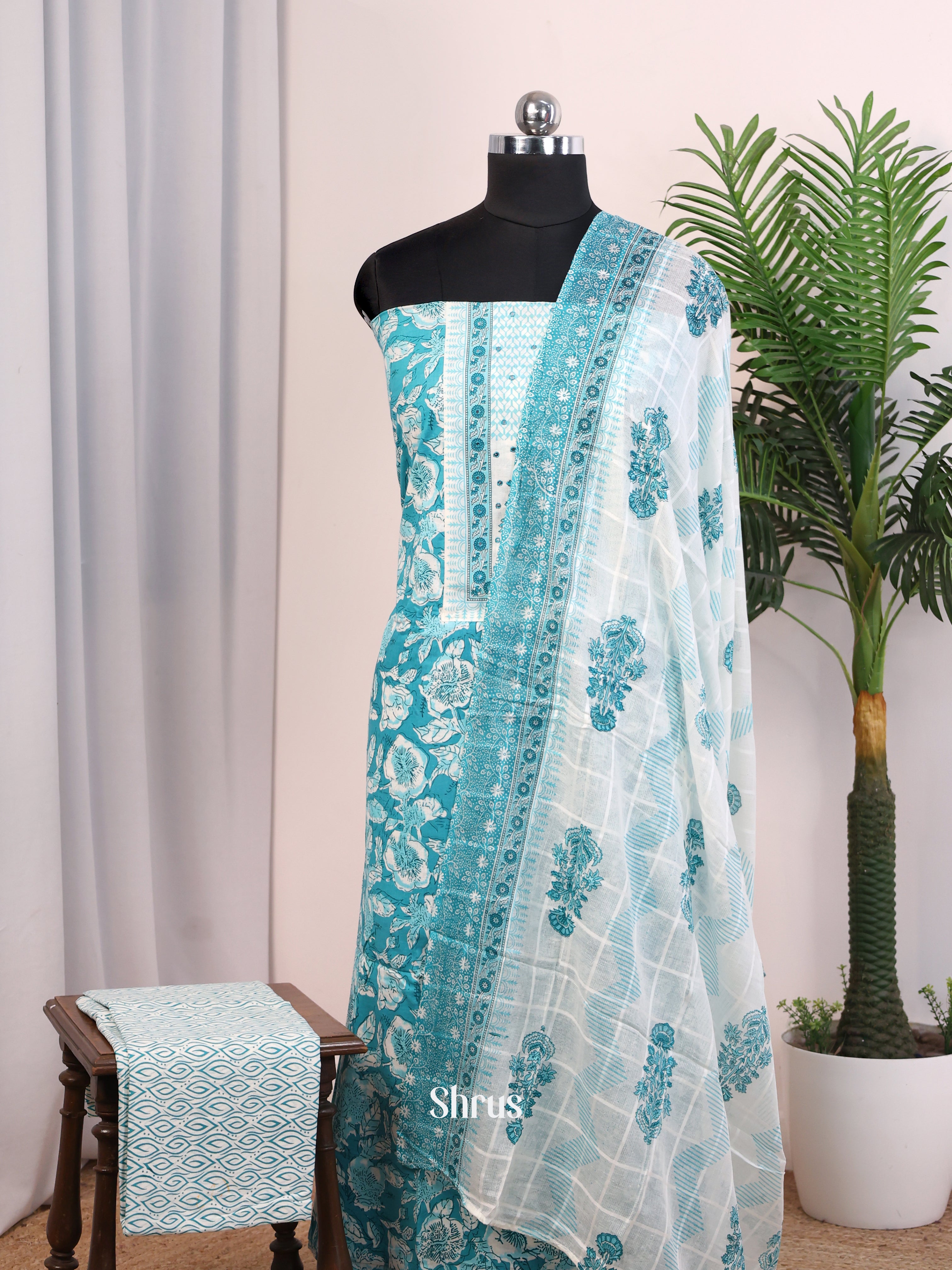 Blue & White - Cotton salwar