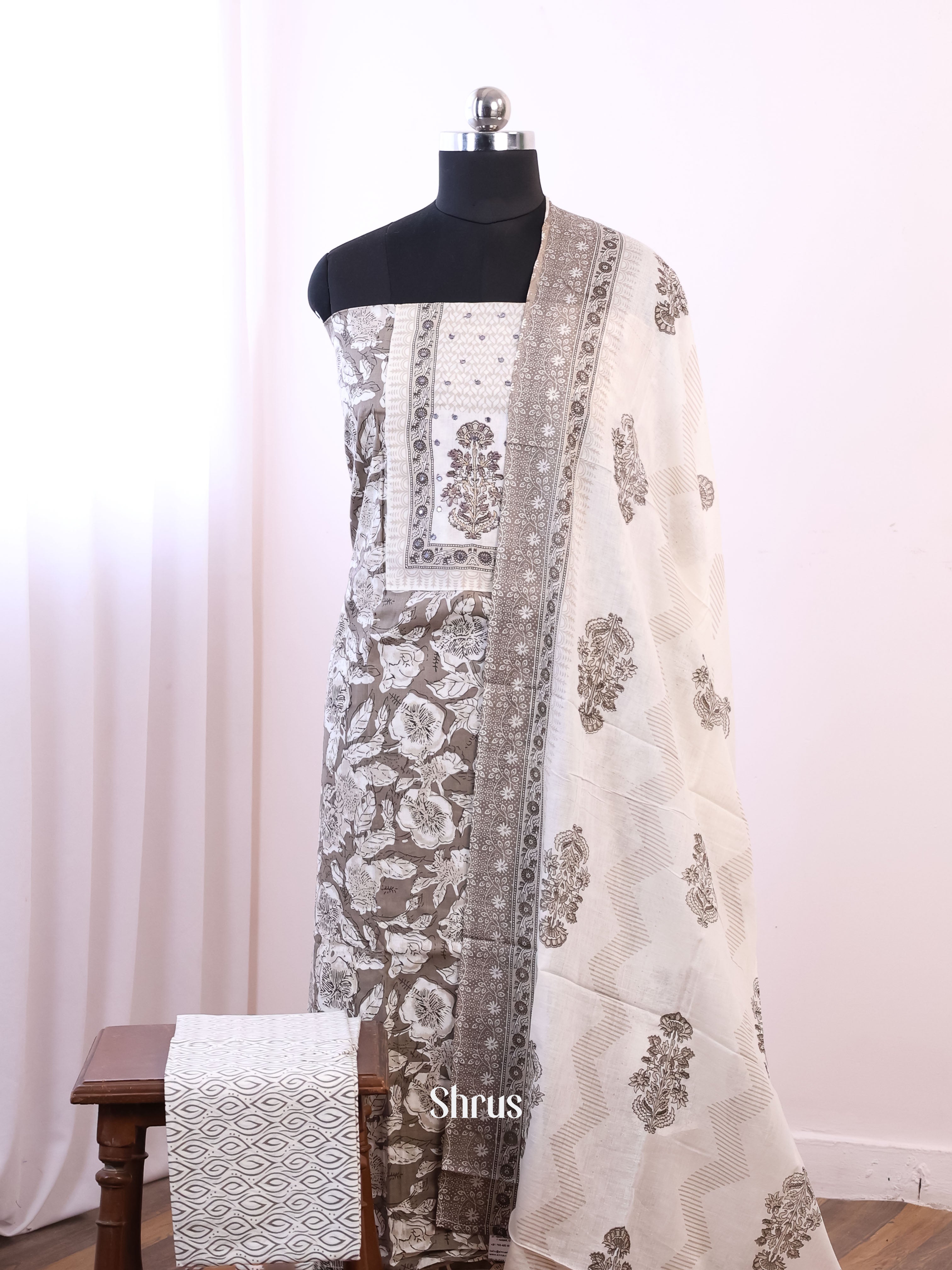 Grey & White - Cotton salwar