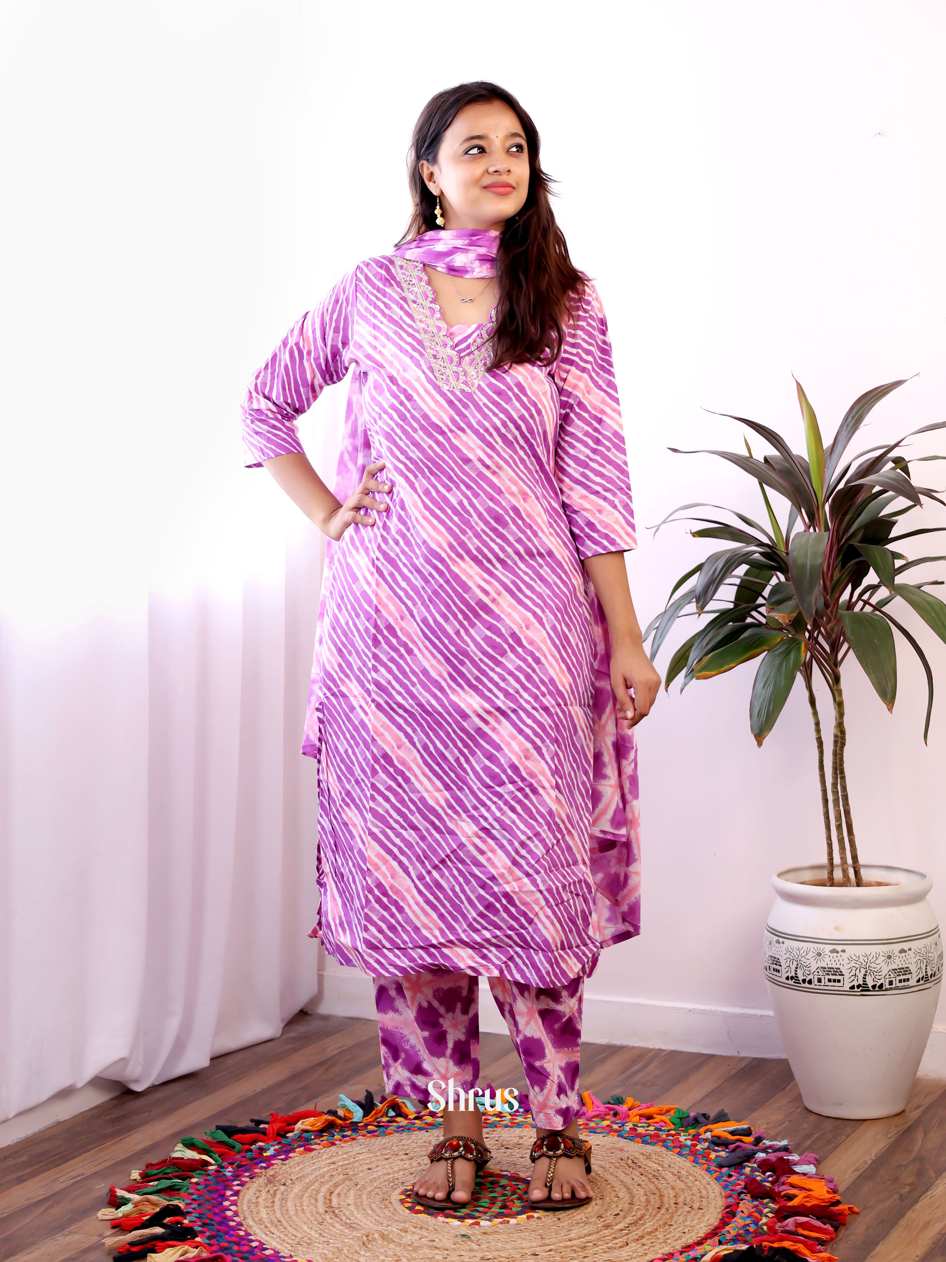 Purple -3pc  Readymade Suits