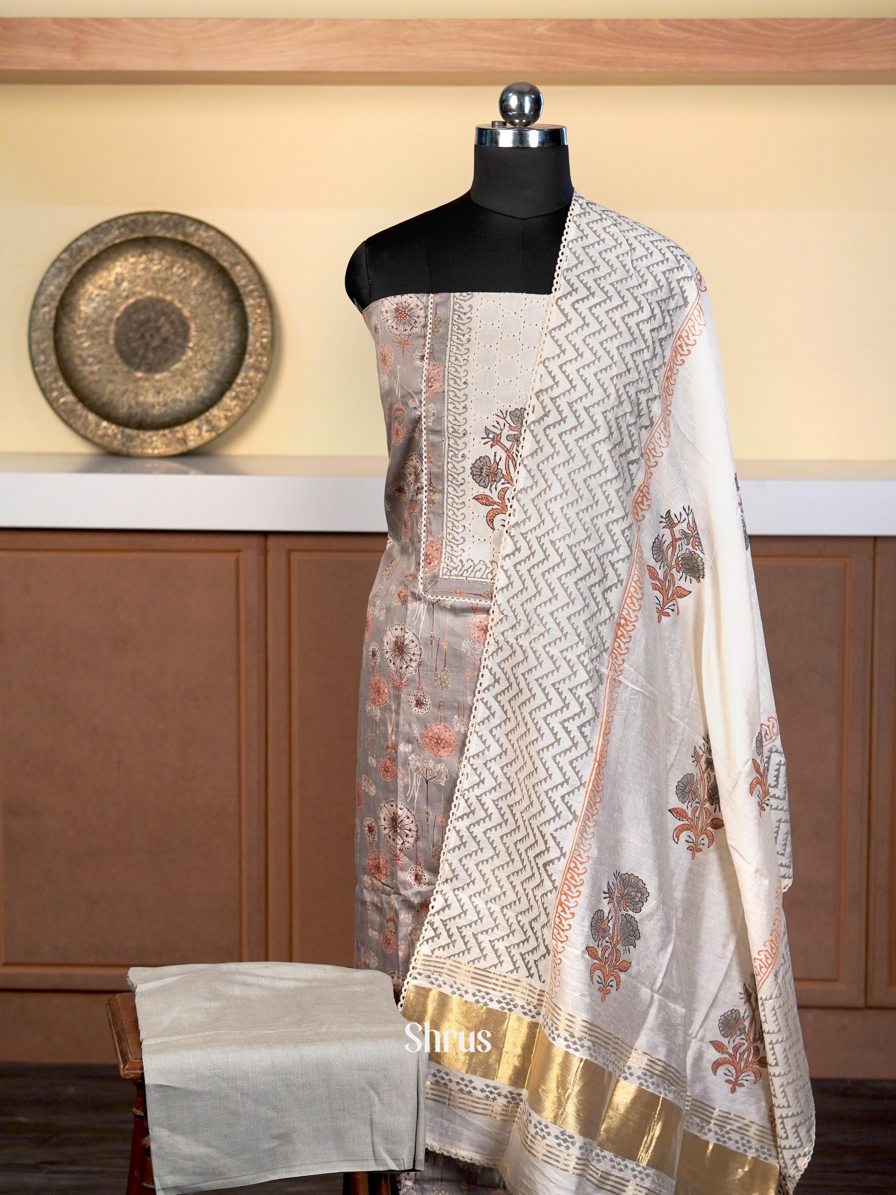 Grey & Cream - Cotton salwar