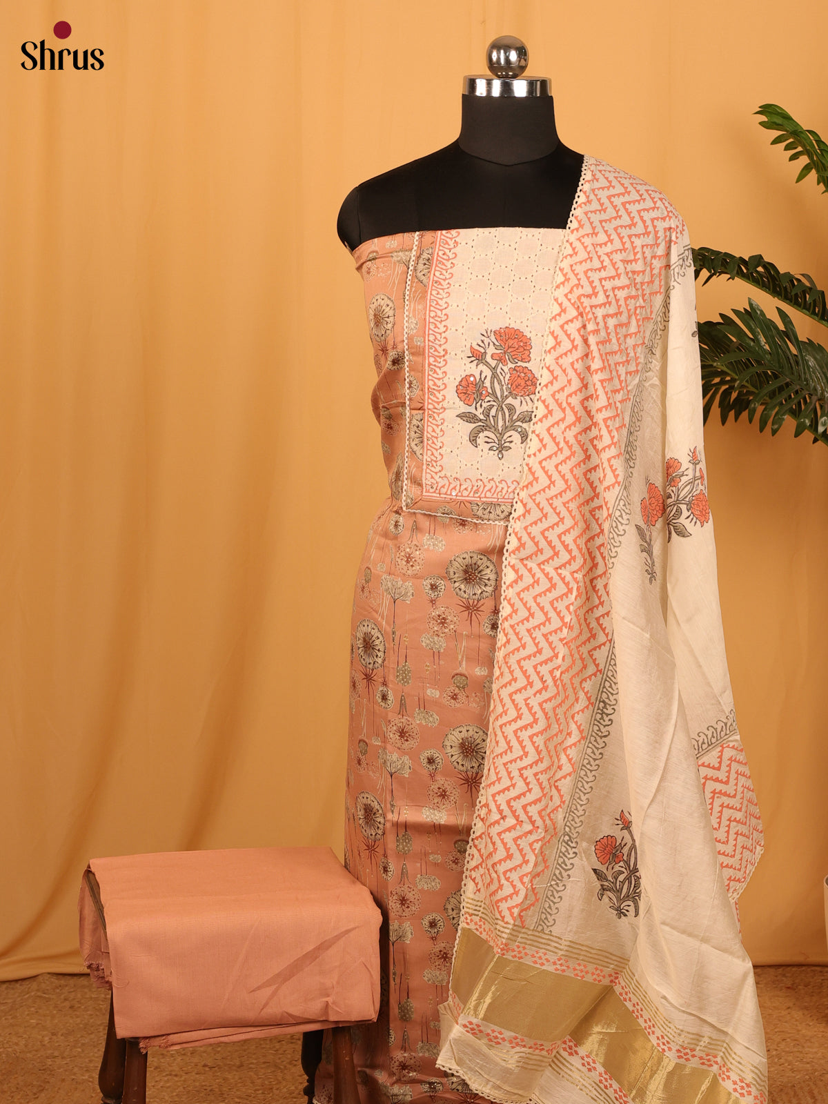 Peach & Cream- Cotton salwar