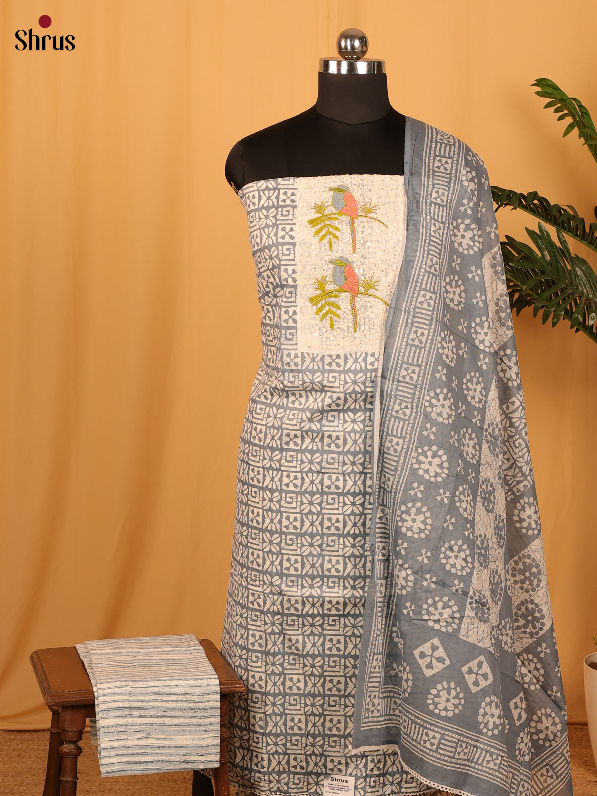 Grey & Cream - Cotton salwar