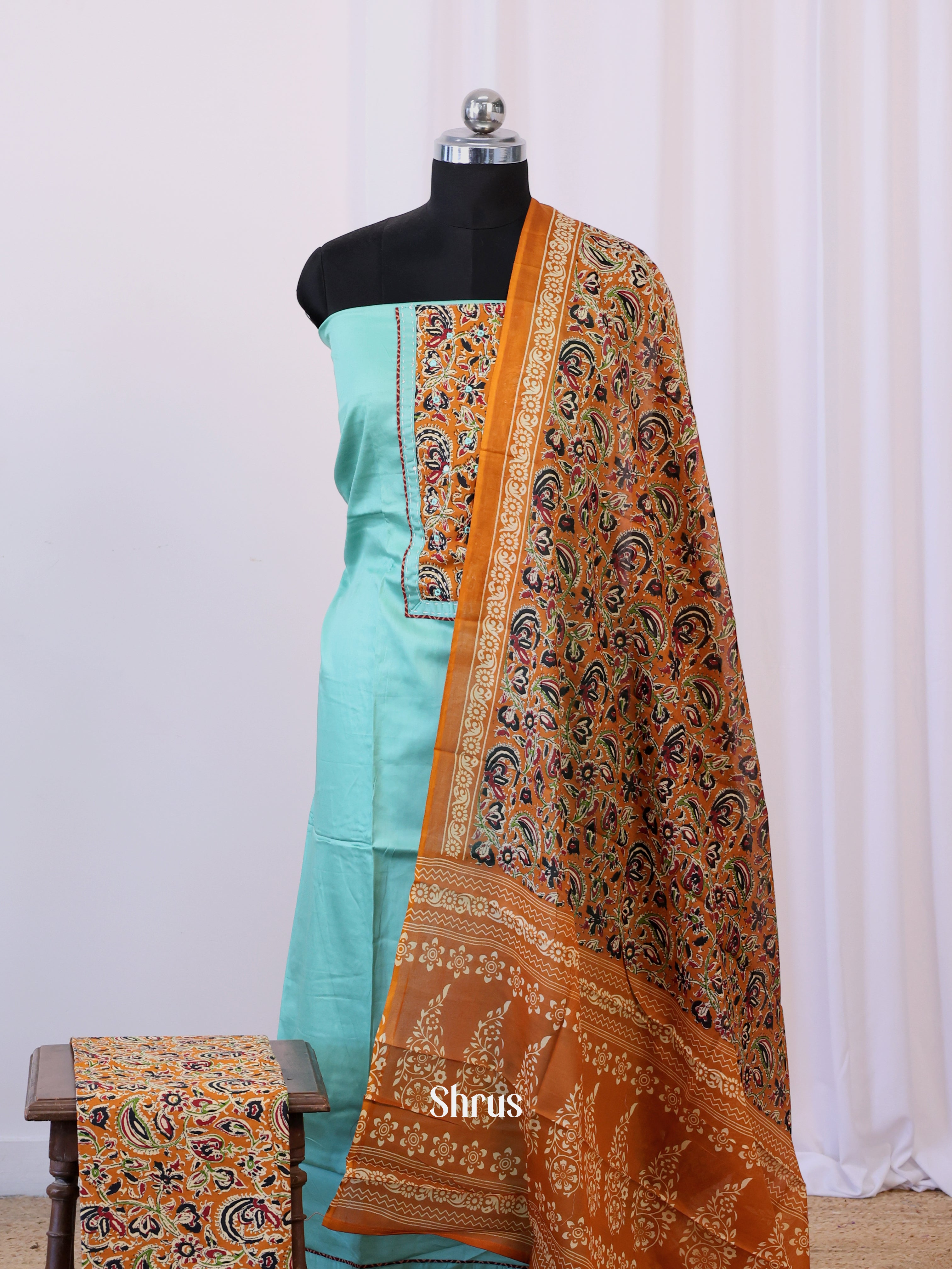 Teal & Brown - Cotton salwar