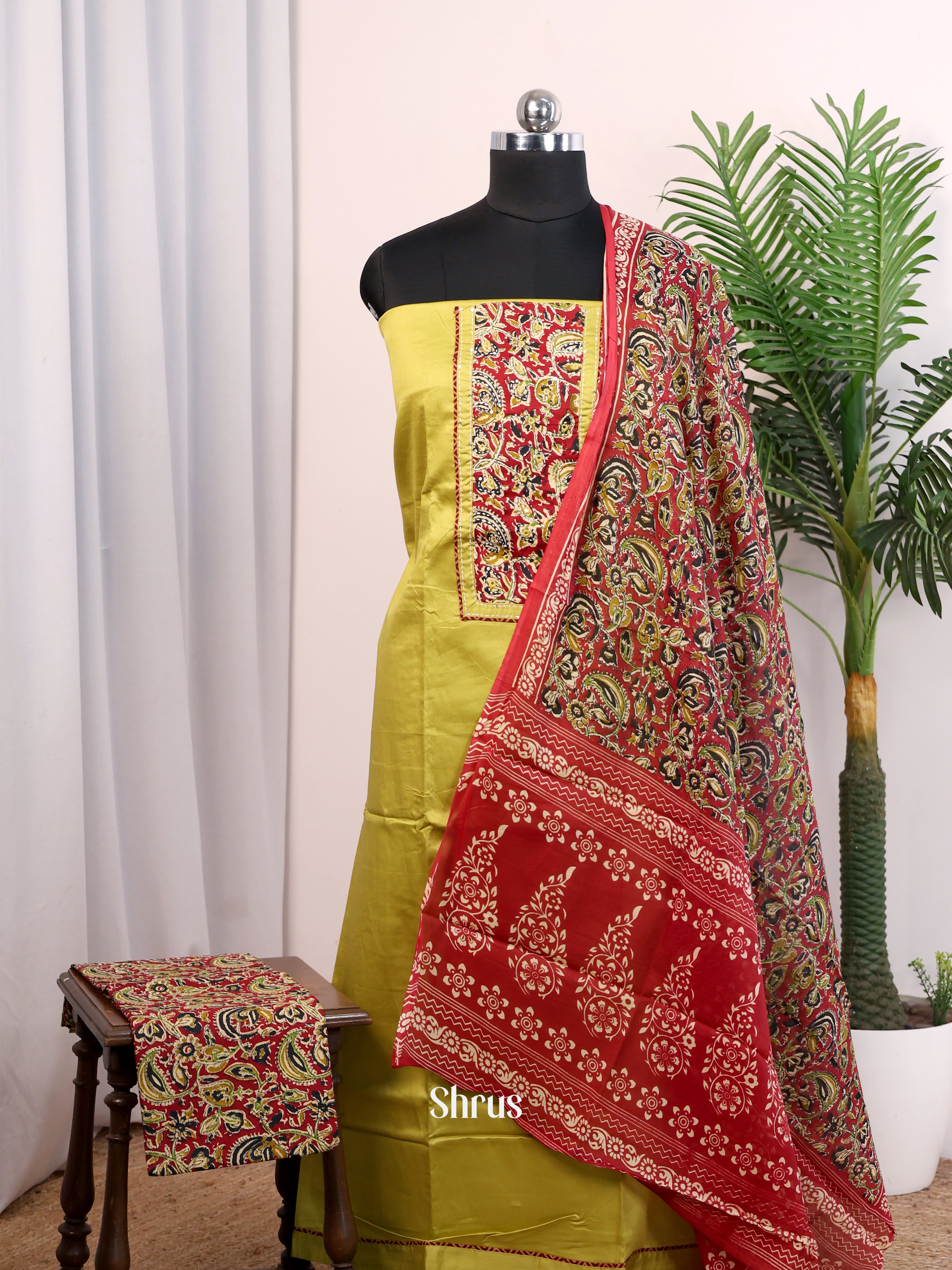 Green & Red - Cotton salwar