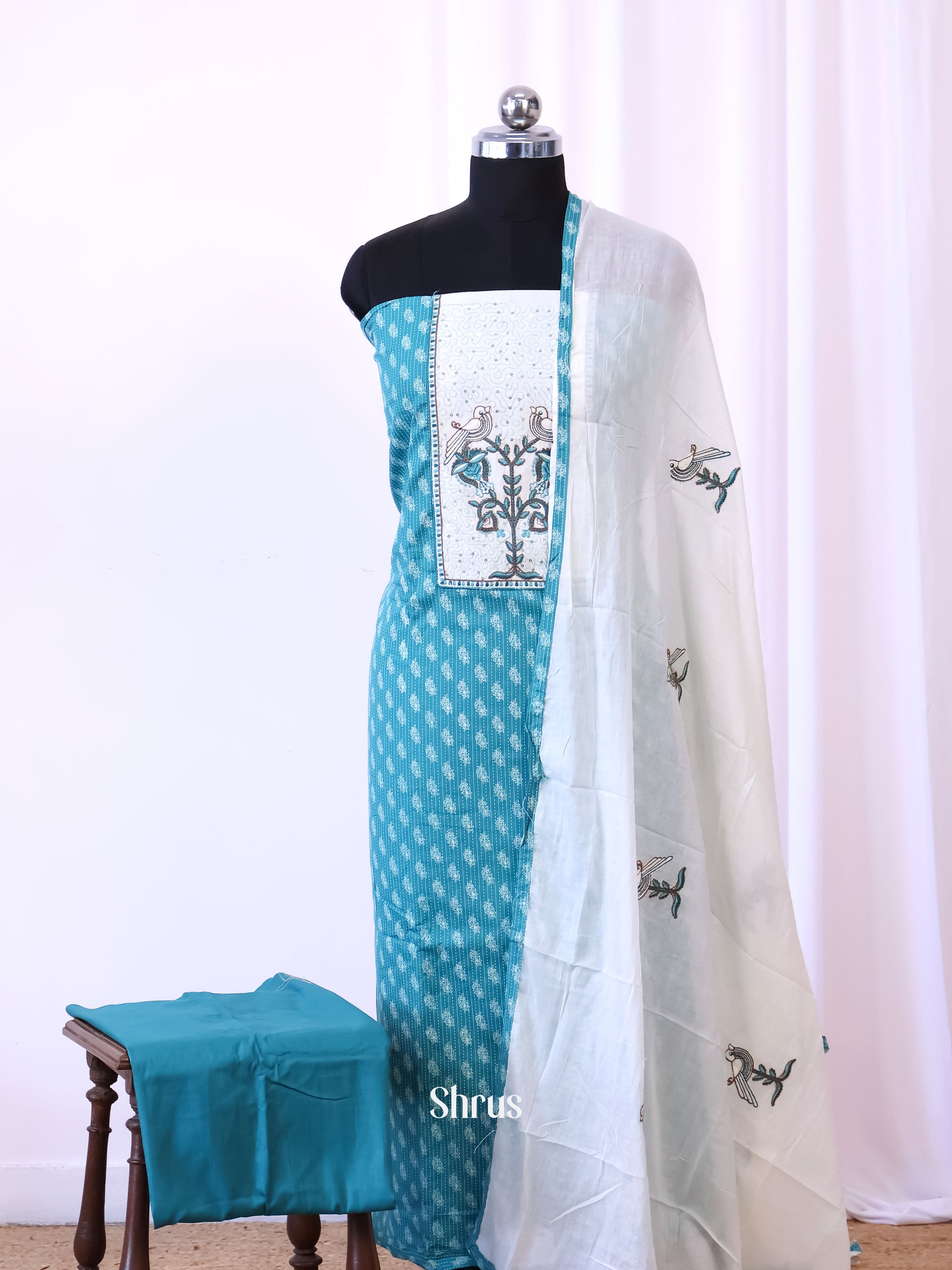 Blue & White - Cotton salwar