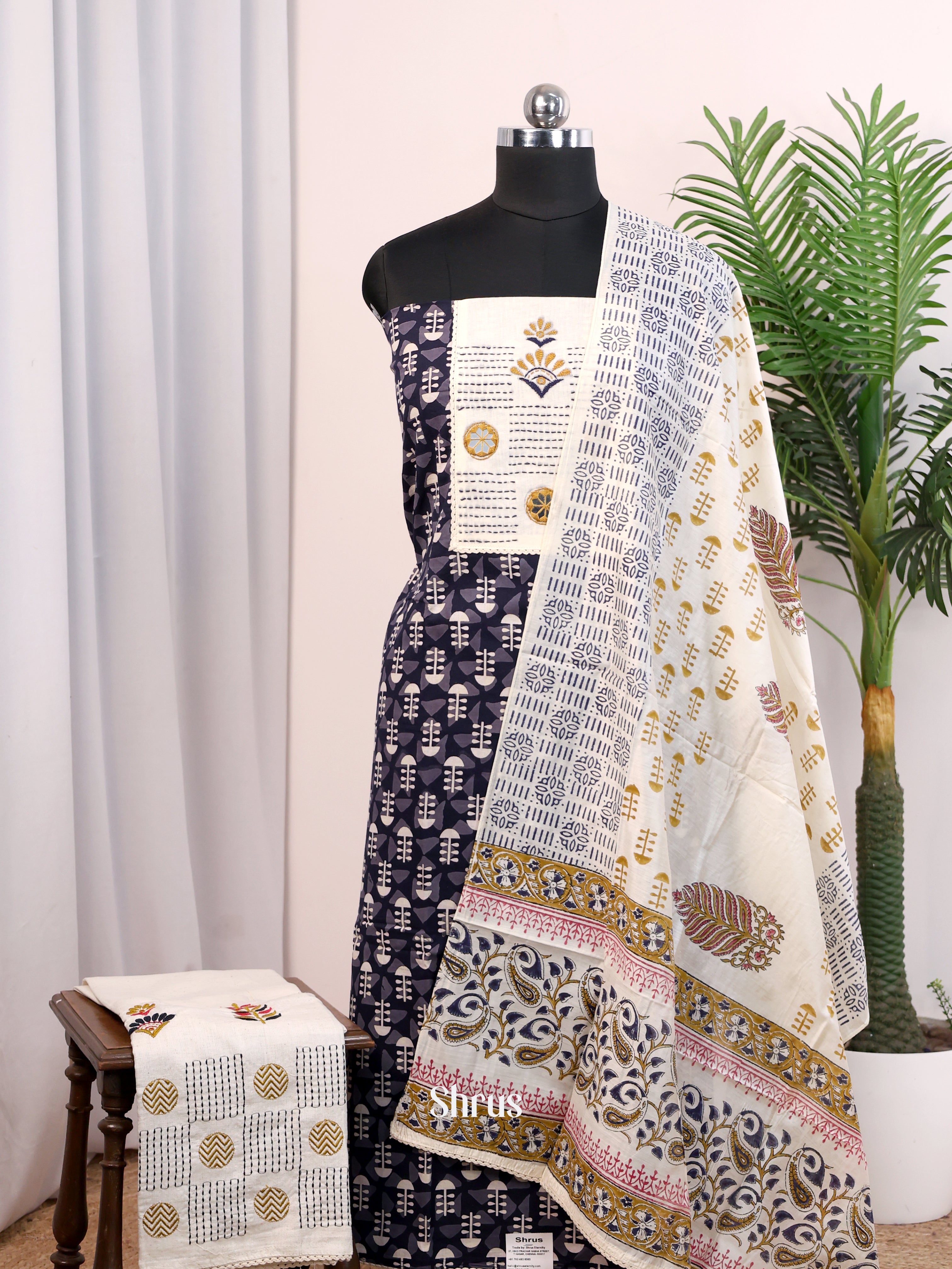 Black & Cream - Cotton salwar