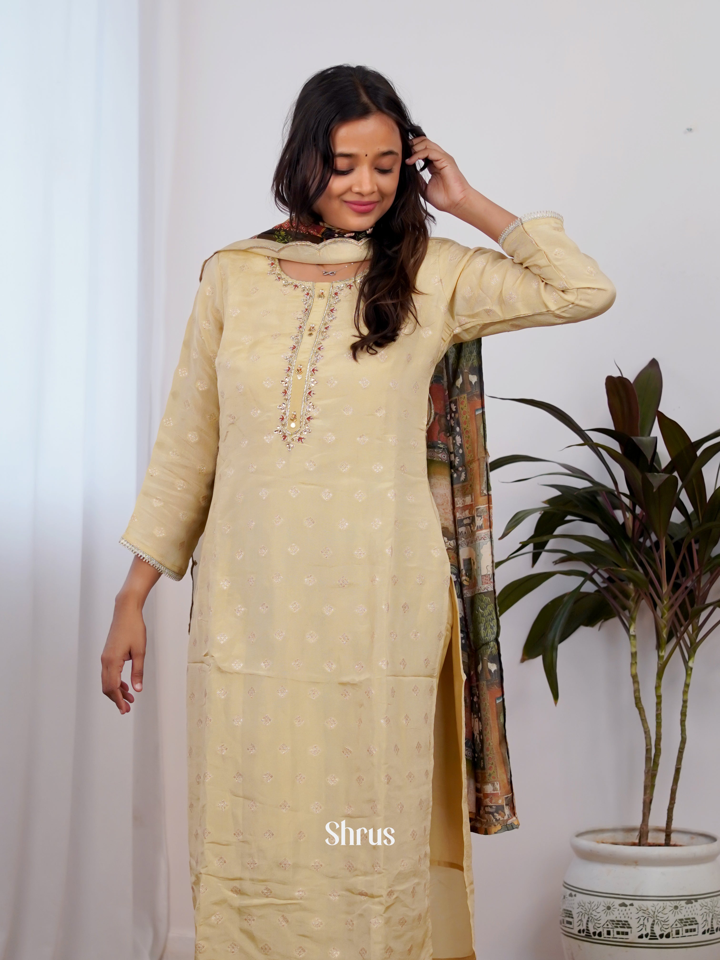 Beige - 3pc Readymade Suits