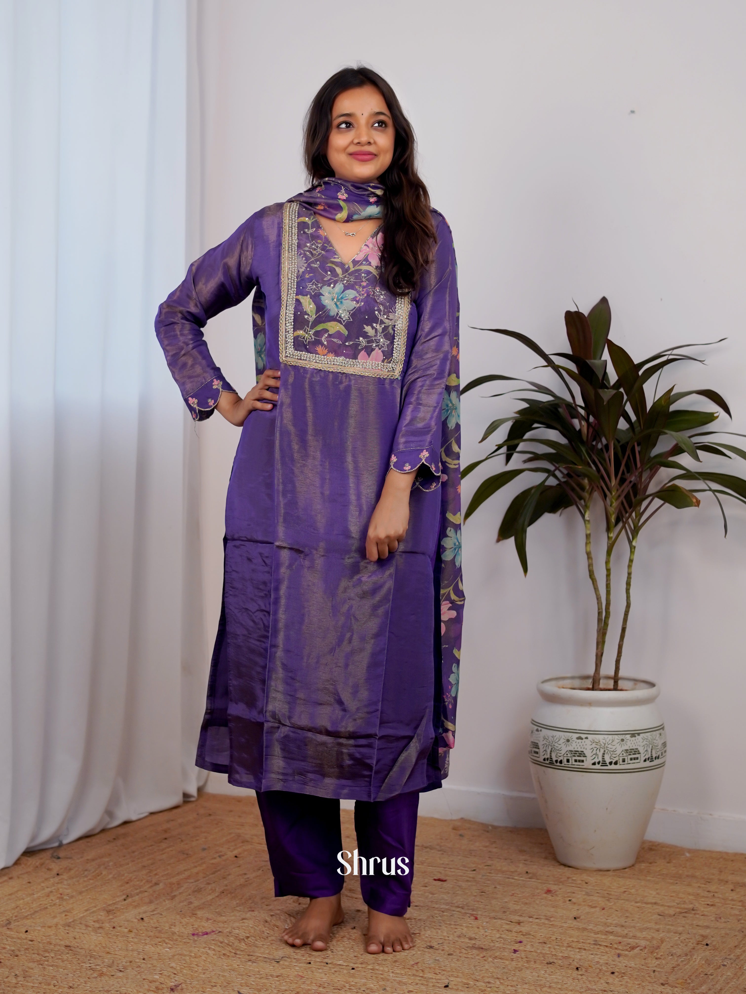 Purple - 3pc Festive Readymade Suits