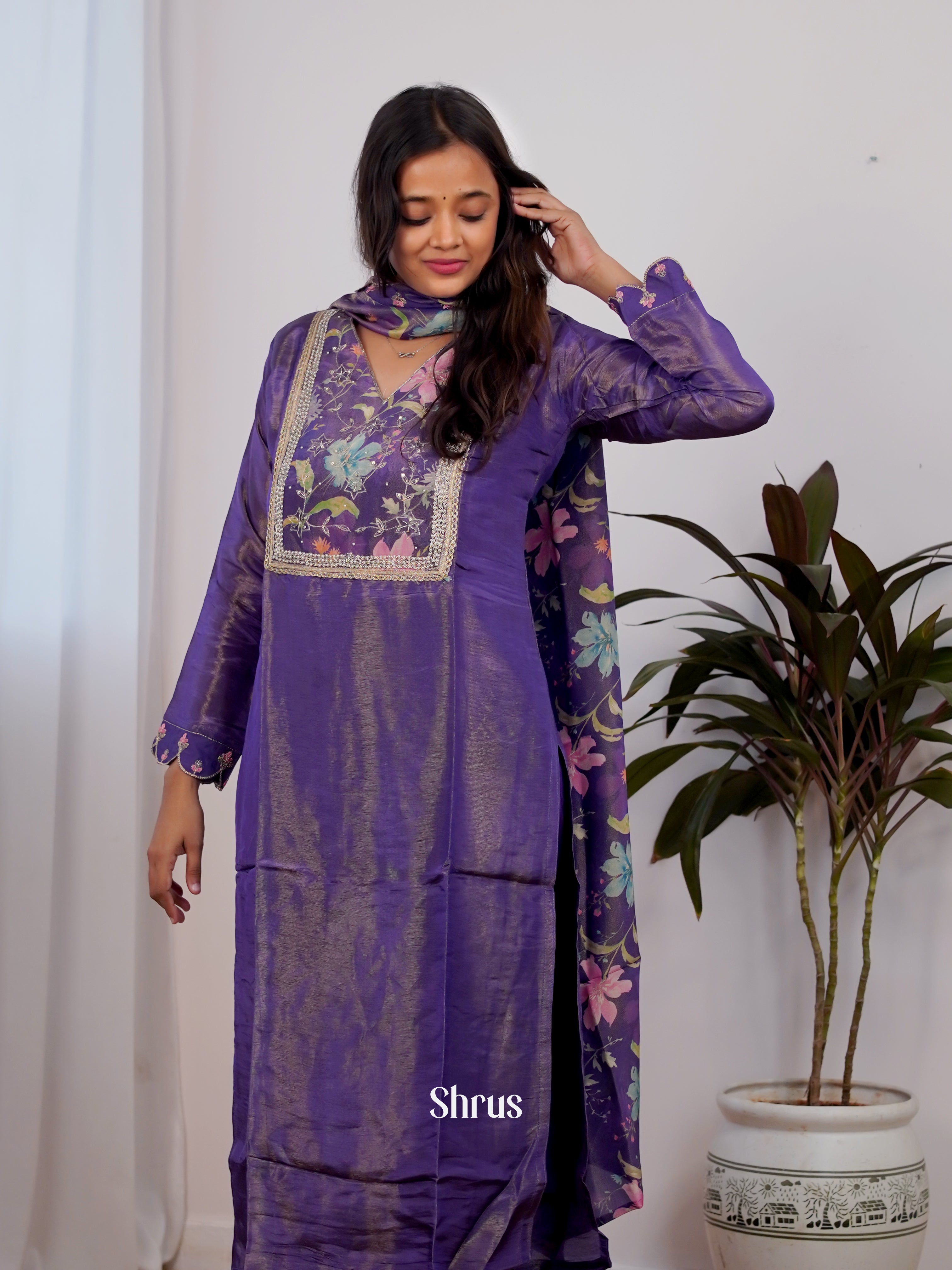 Purple - 3pc Festive Readymade Suits