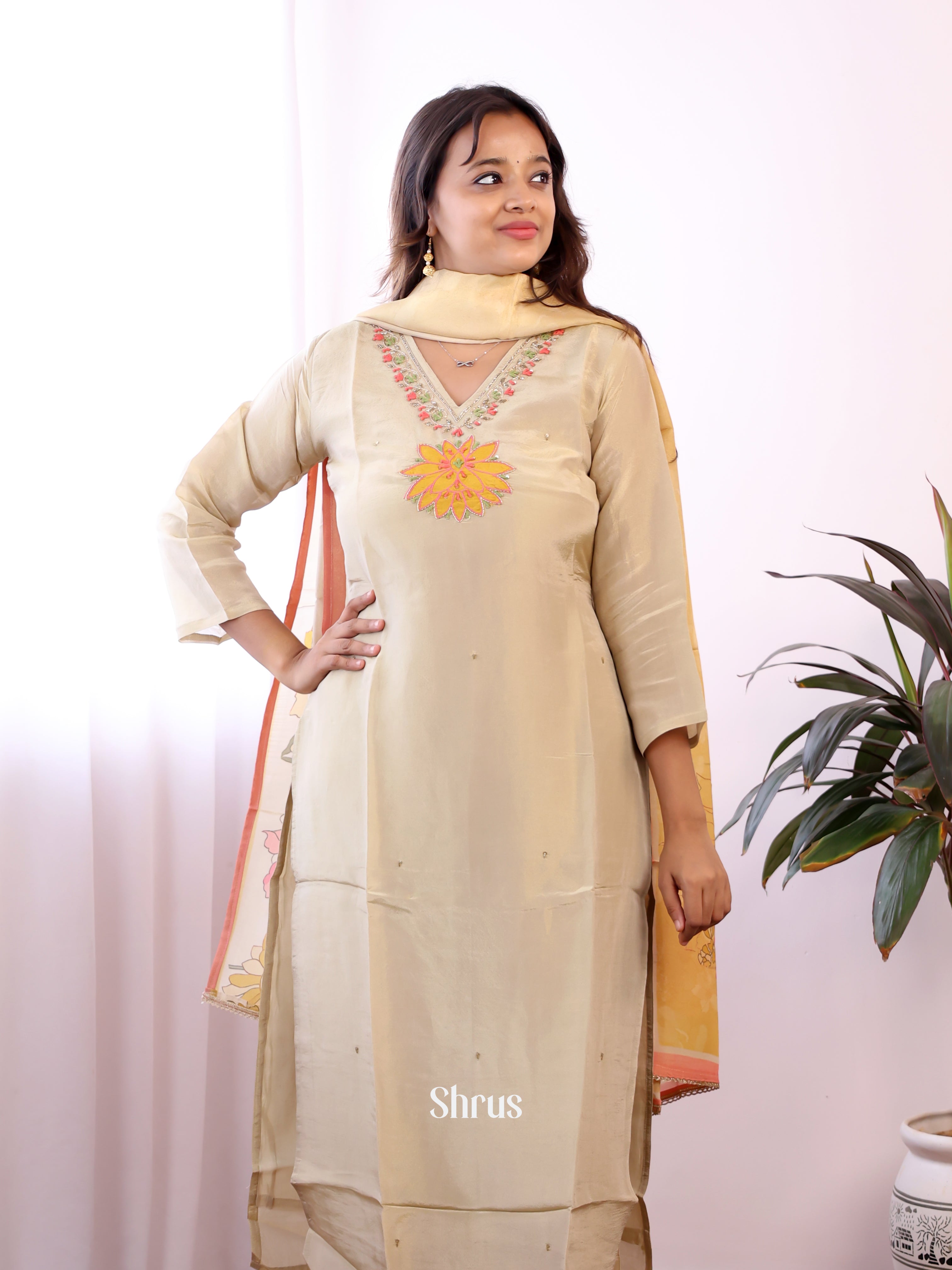 Cream  - 3pc  Readymade Suits