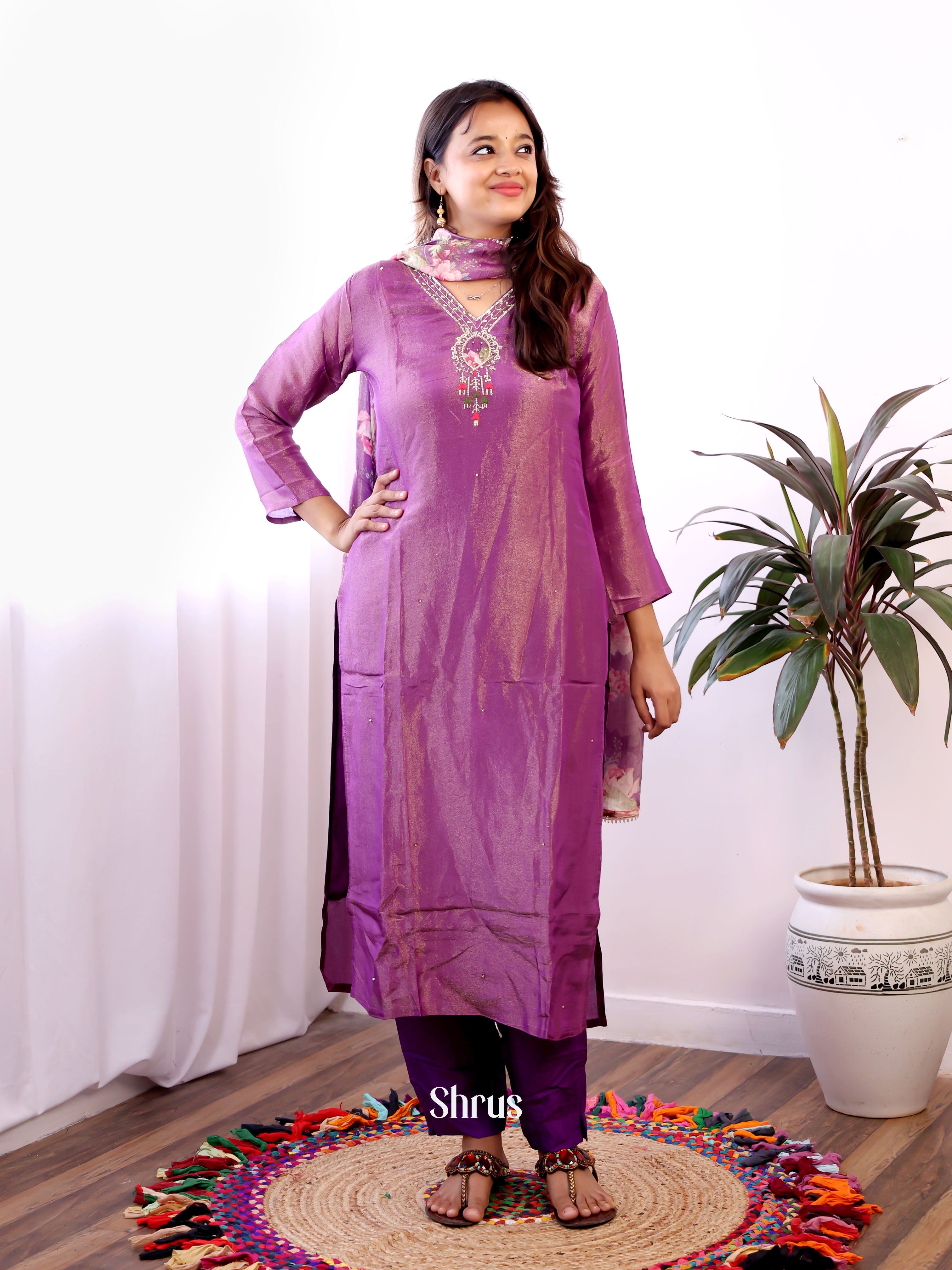 Purple -  Festive wear 3pc Readymade Suits