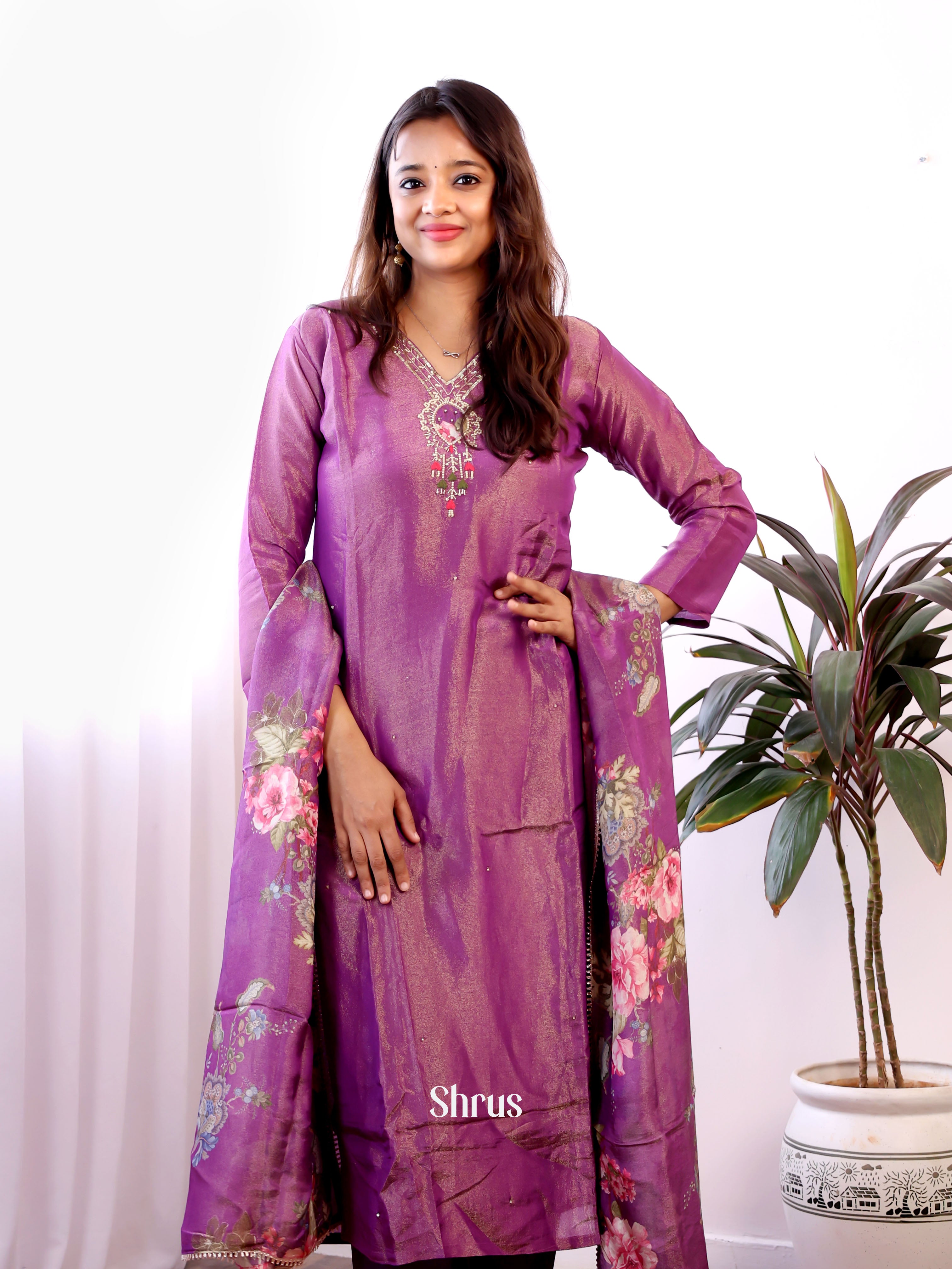 Purple -  Festive wear 3pc Readymade Suits