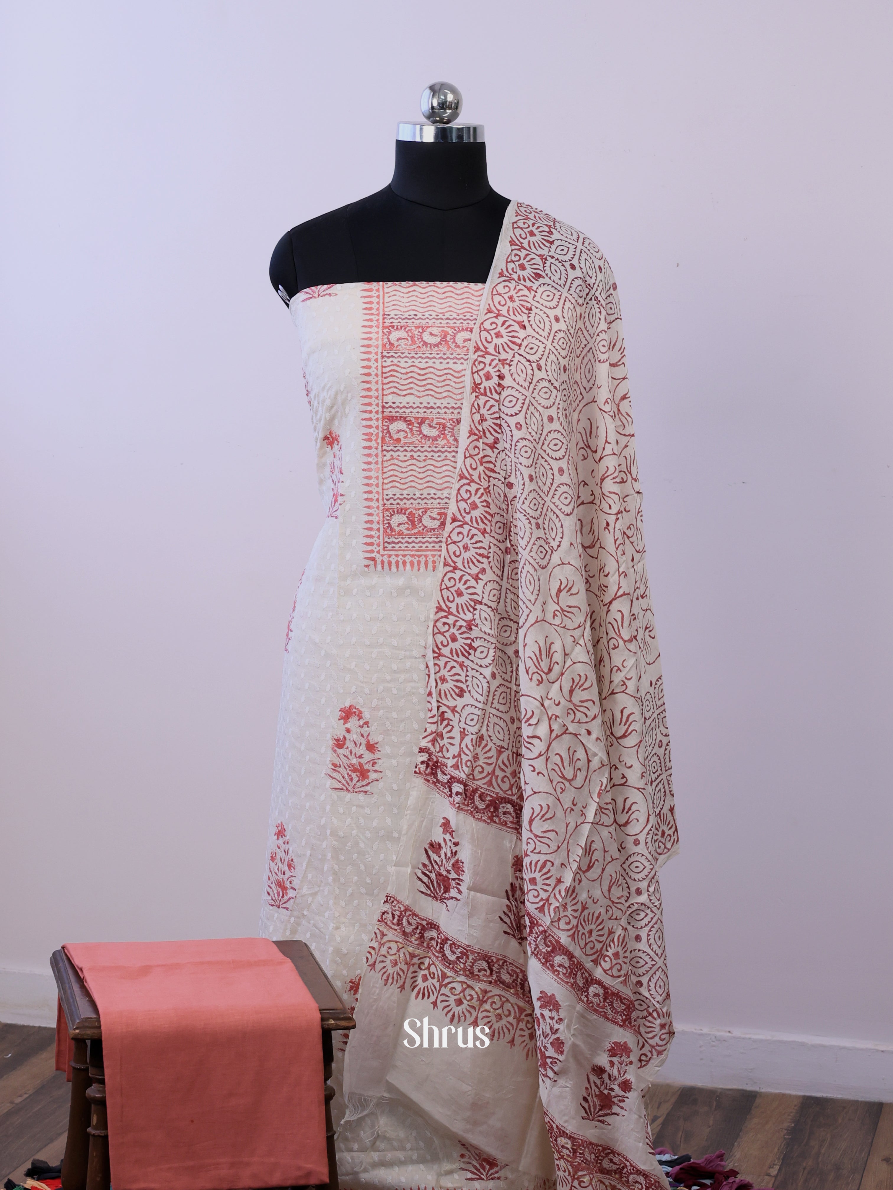 Off White & Peach  - Cotton salwar