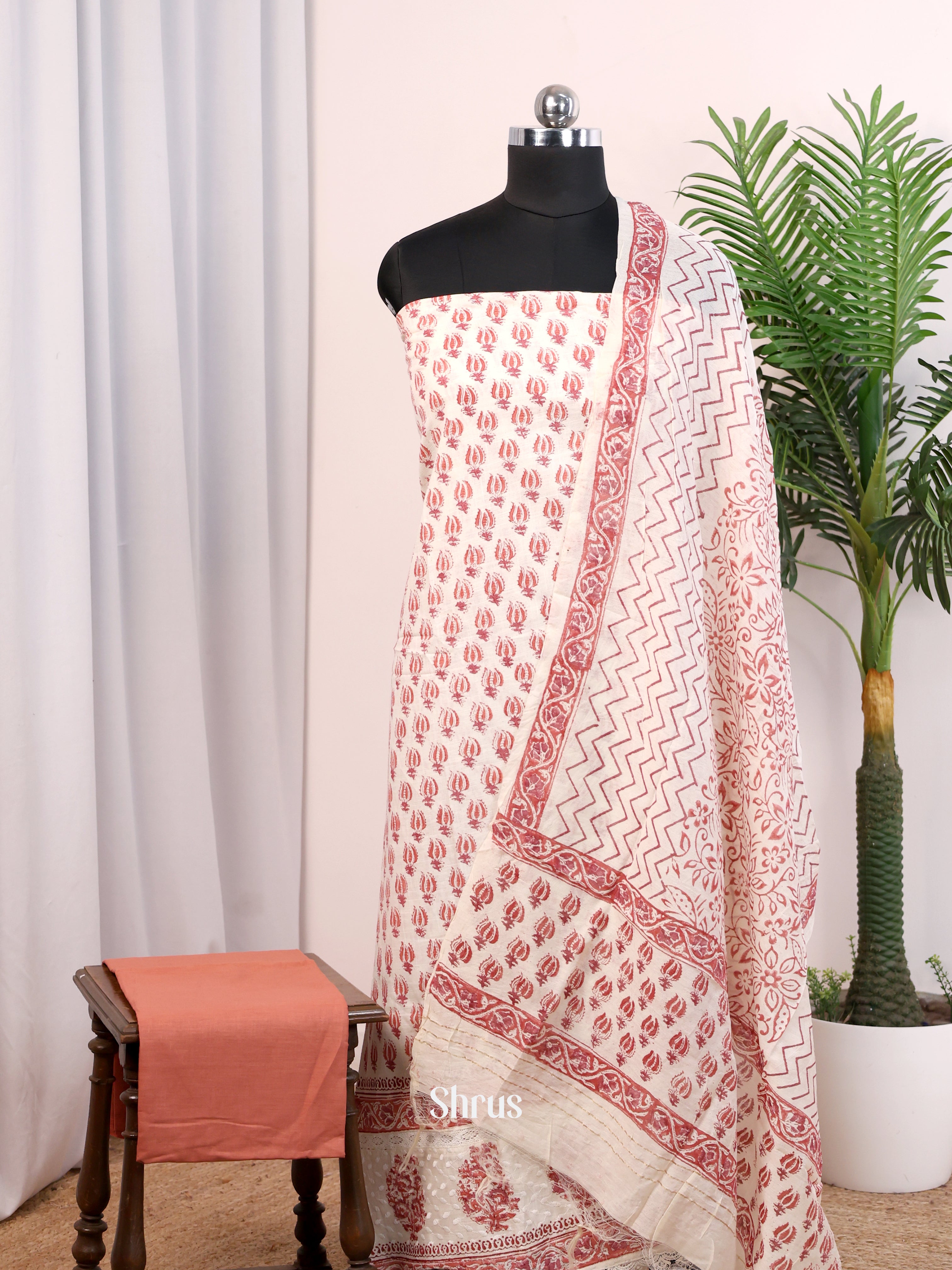 Cream & Peach - Cotton salwar