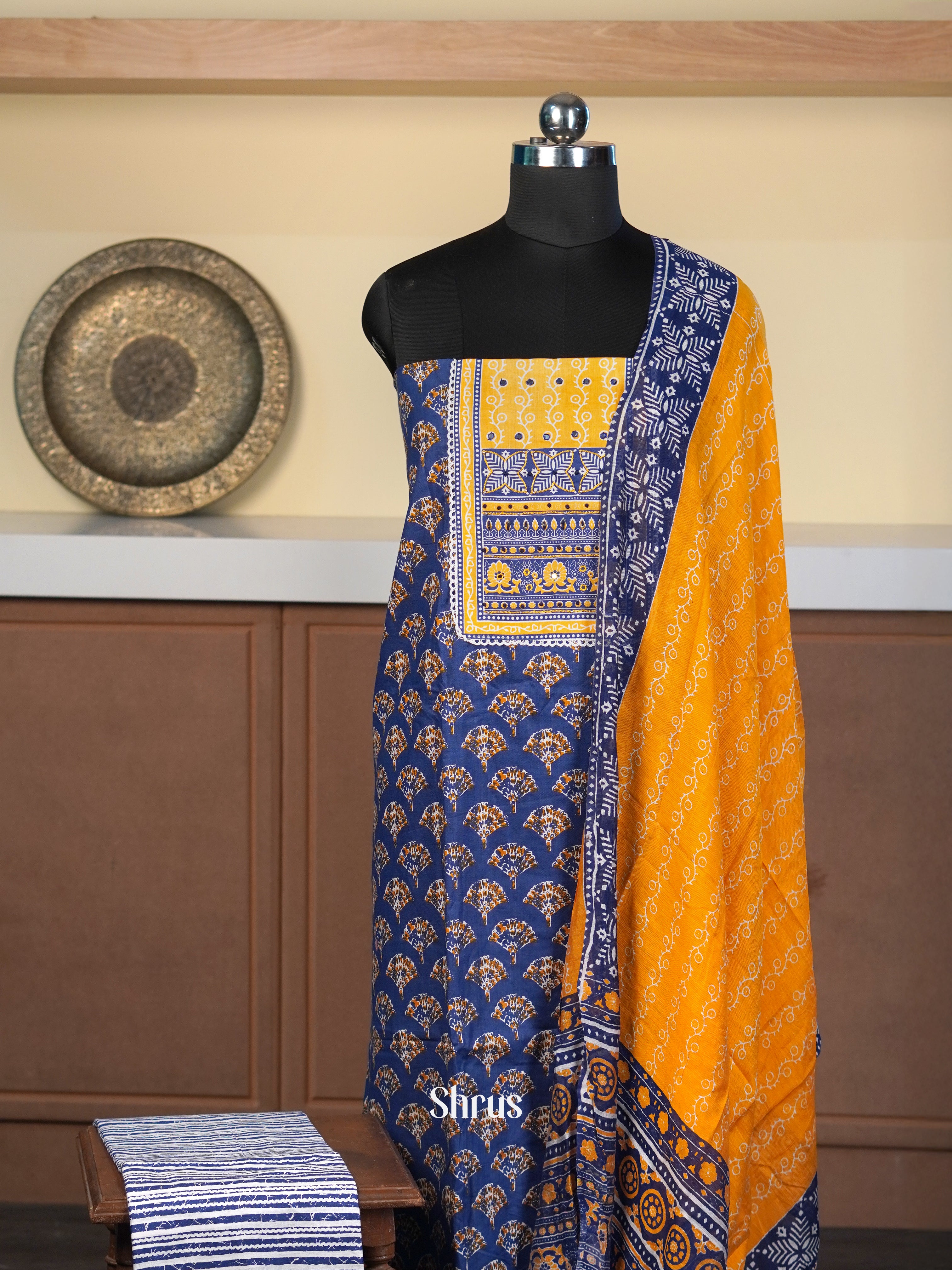 Blue & Mustard- Cotton salwar