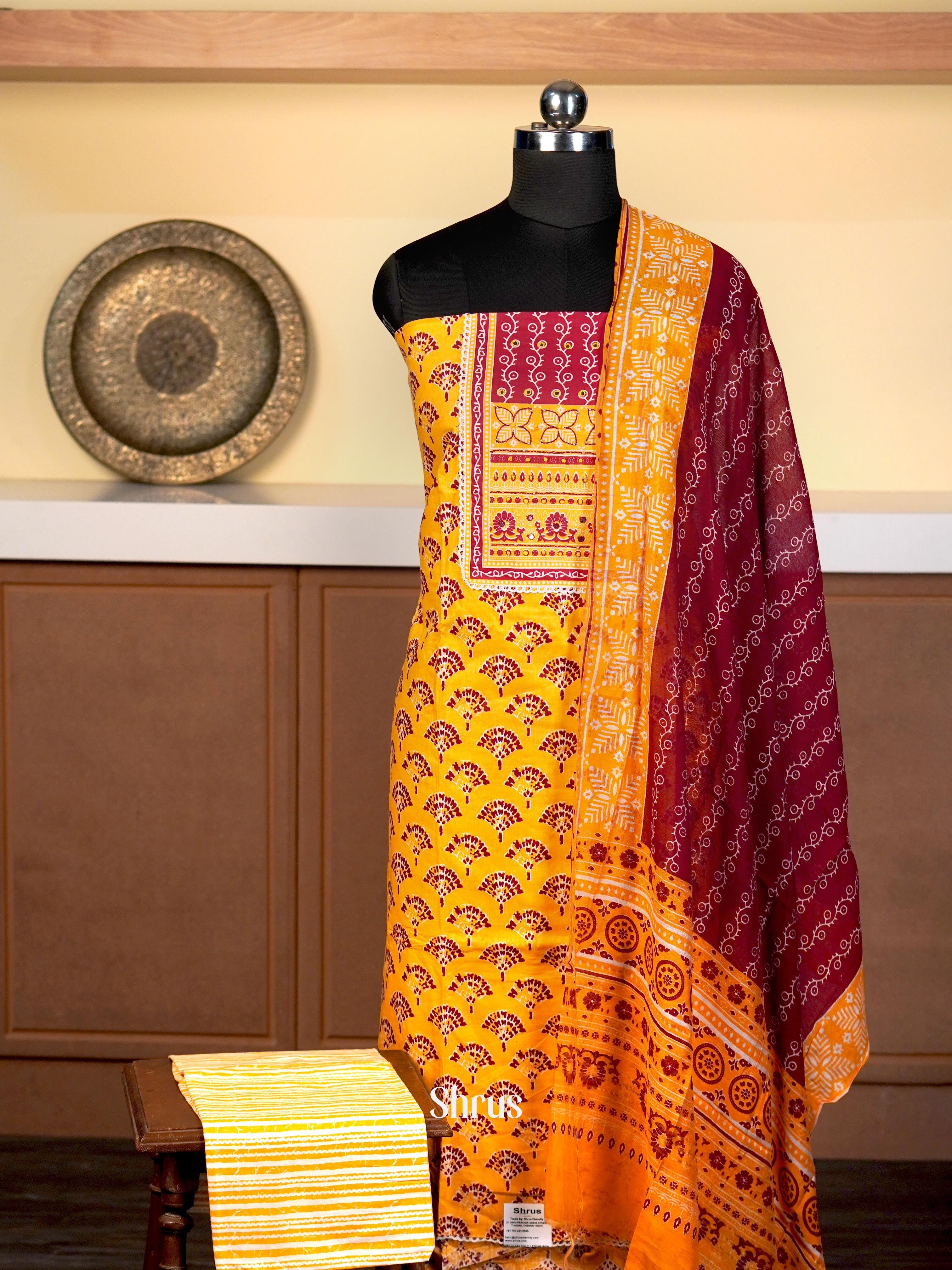 Mustard & Maroon - Cotton salwar