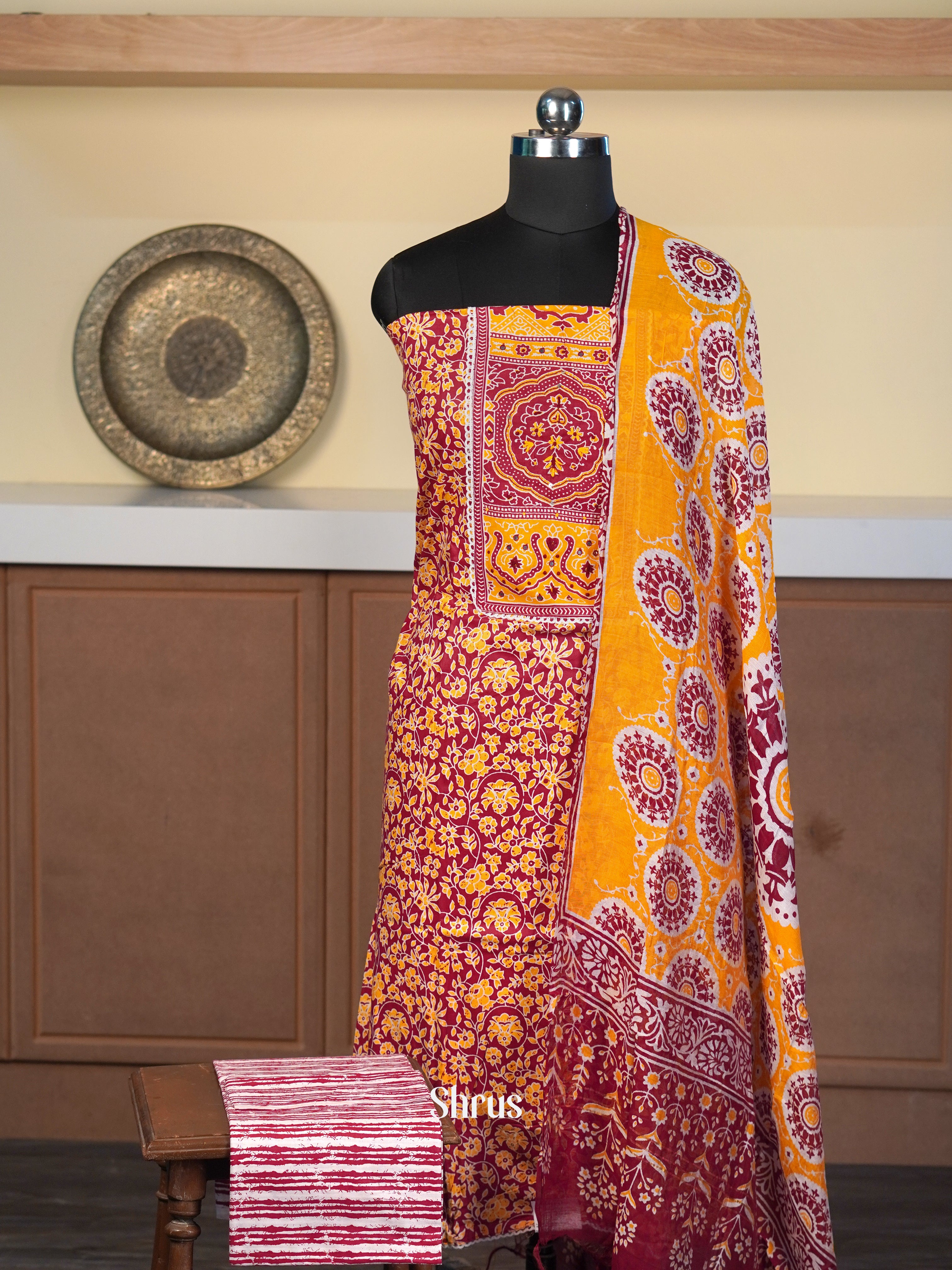 Maroon & Mustard - Cotton salwar