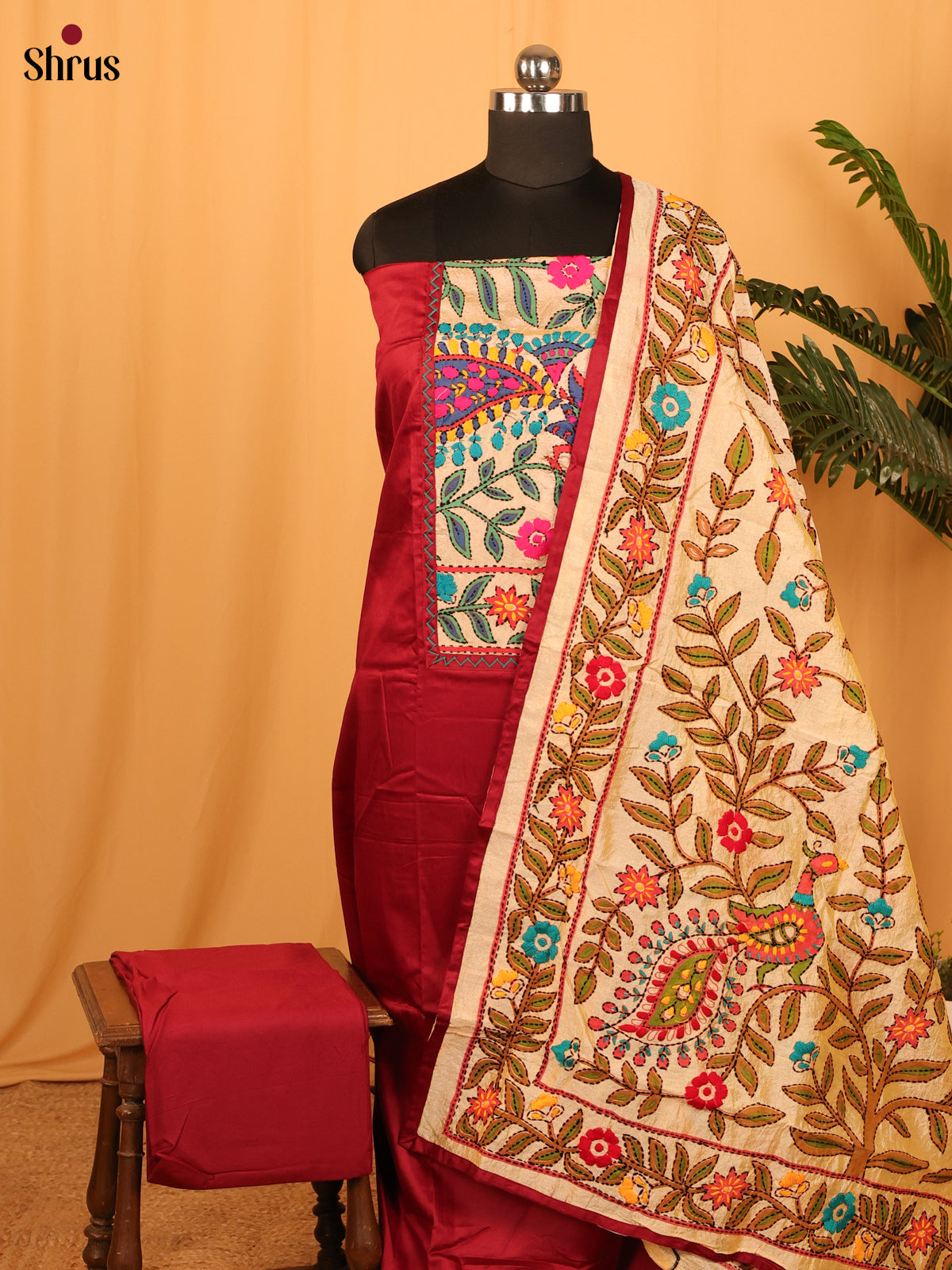 Red & Cream - Cotton salwar