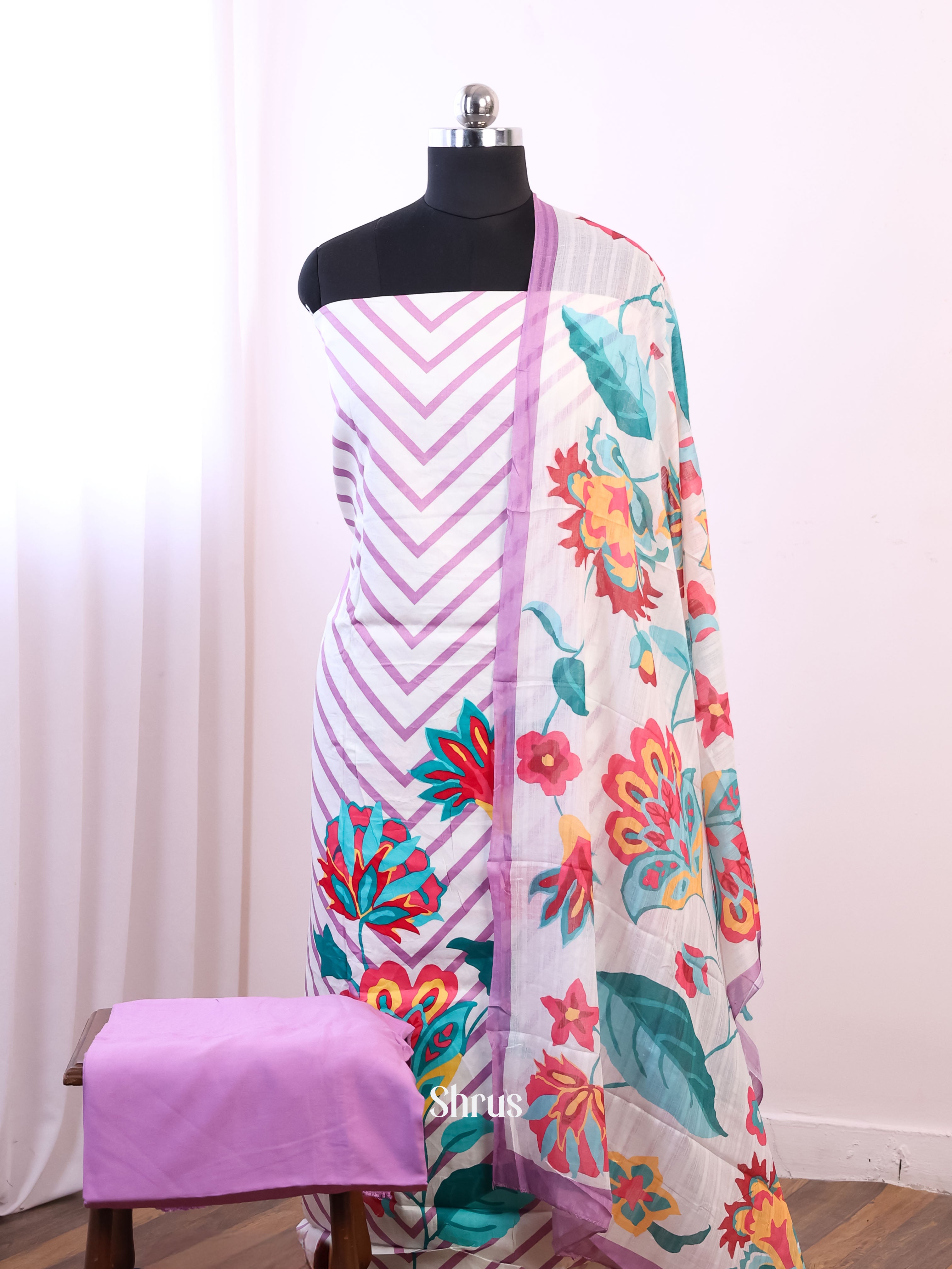 White & Purple- Cotton salwar