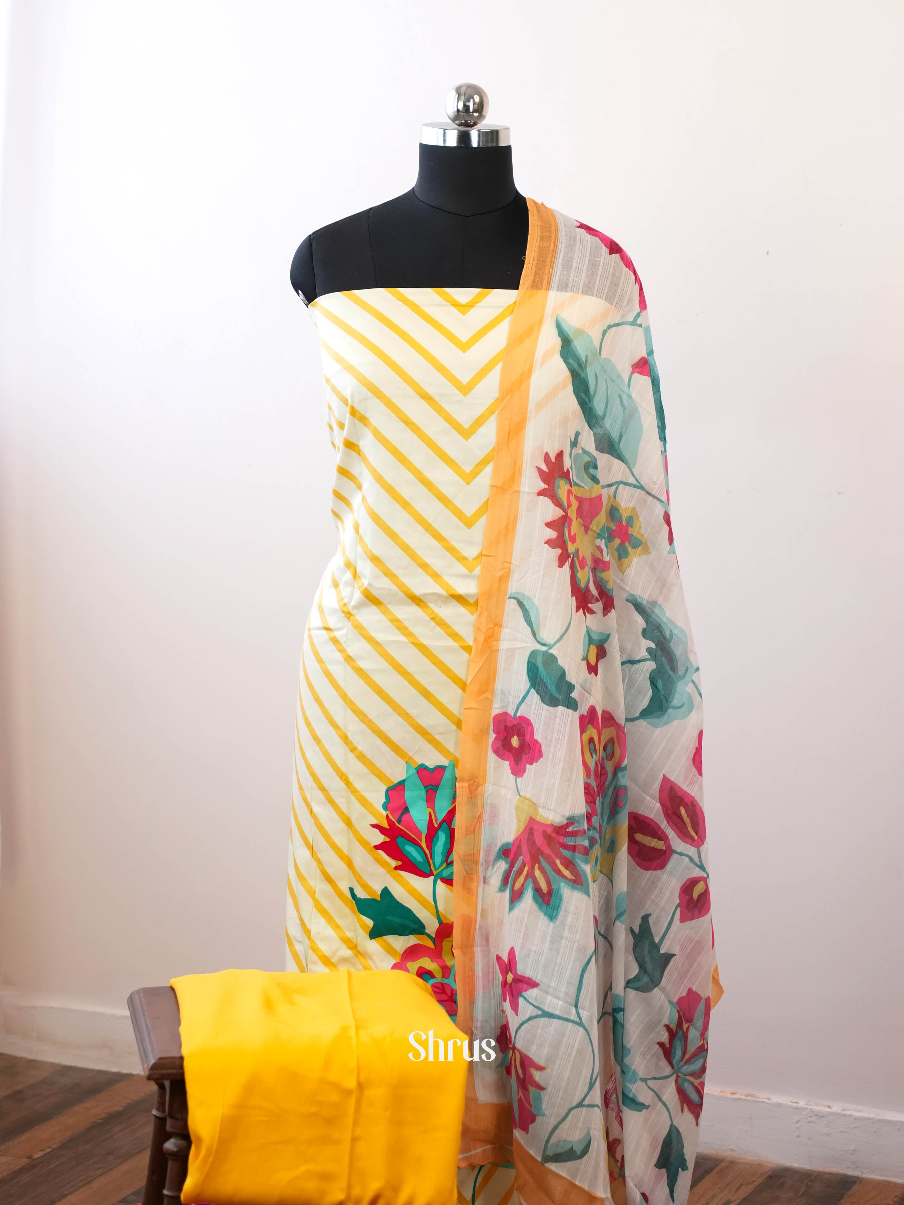 Yellow & Cream - Cotton salwar