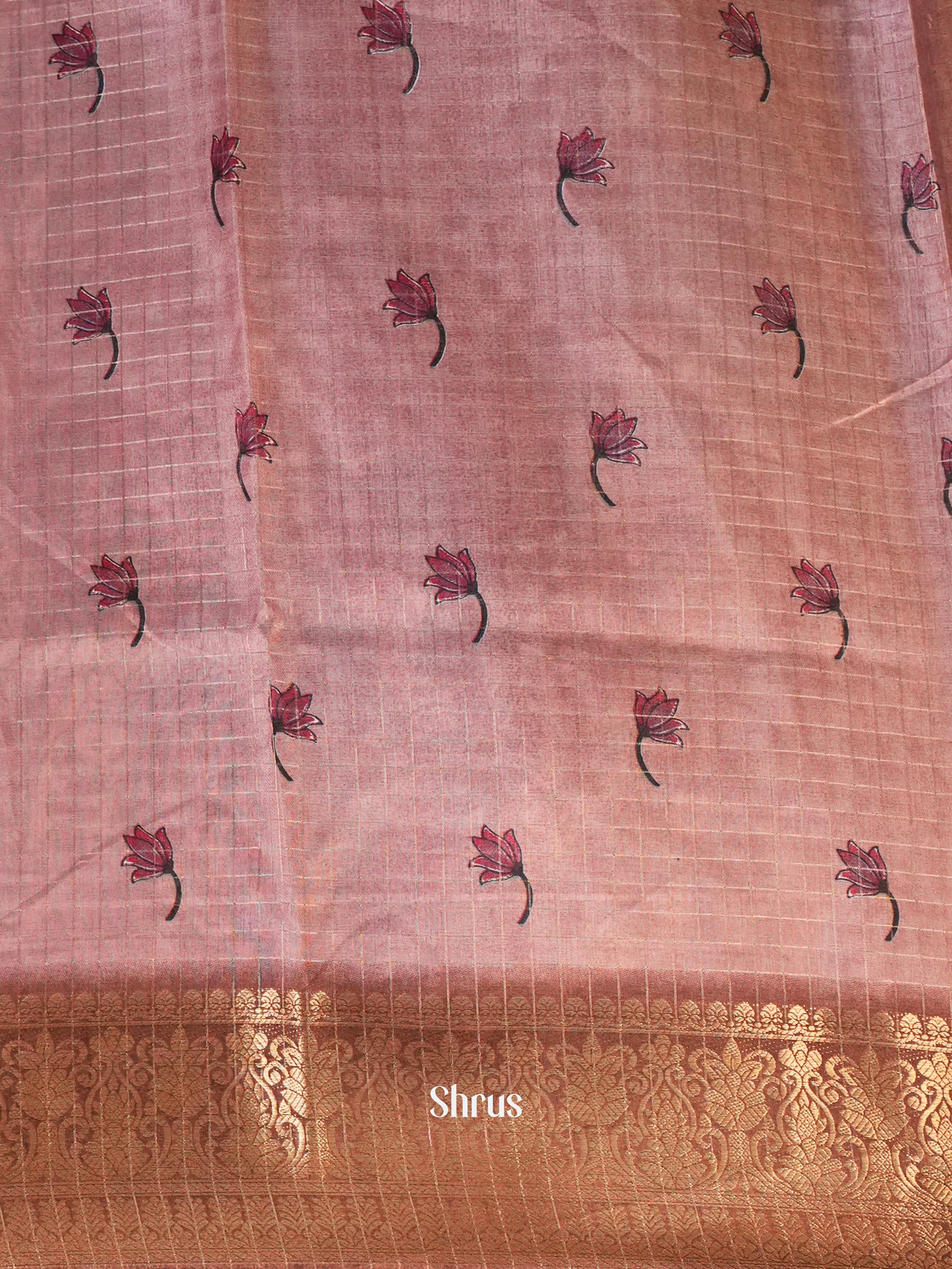 Dusty Pink & Brown - Semi Dola silk Saree