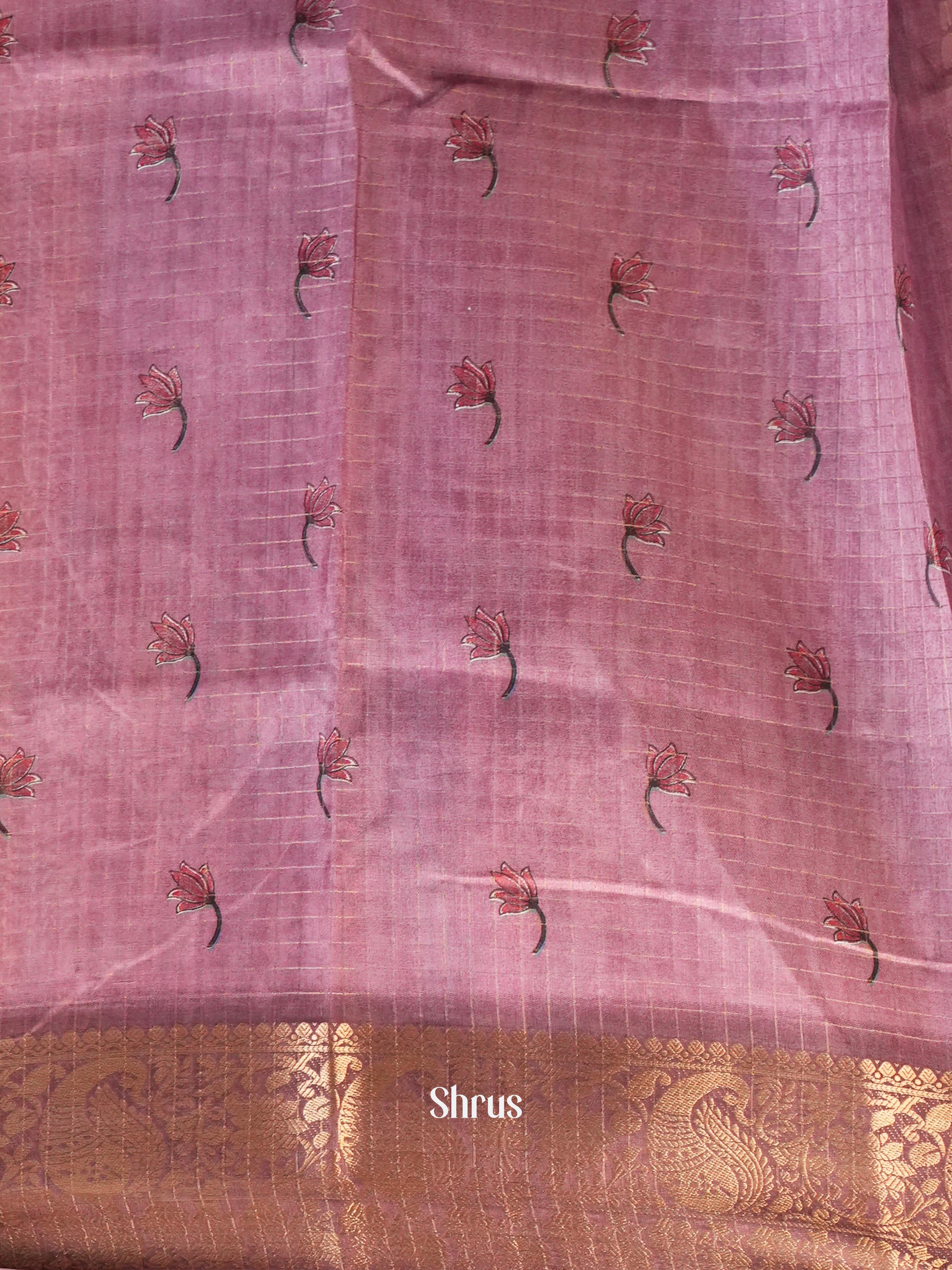 Pink & Brown - Semi Dola silk Saree