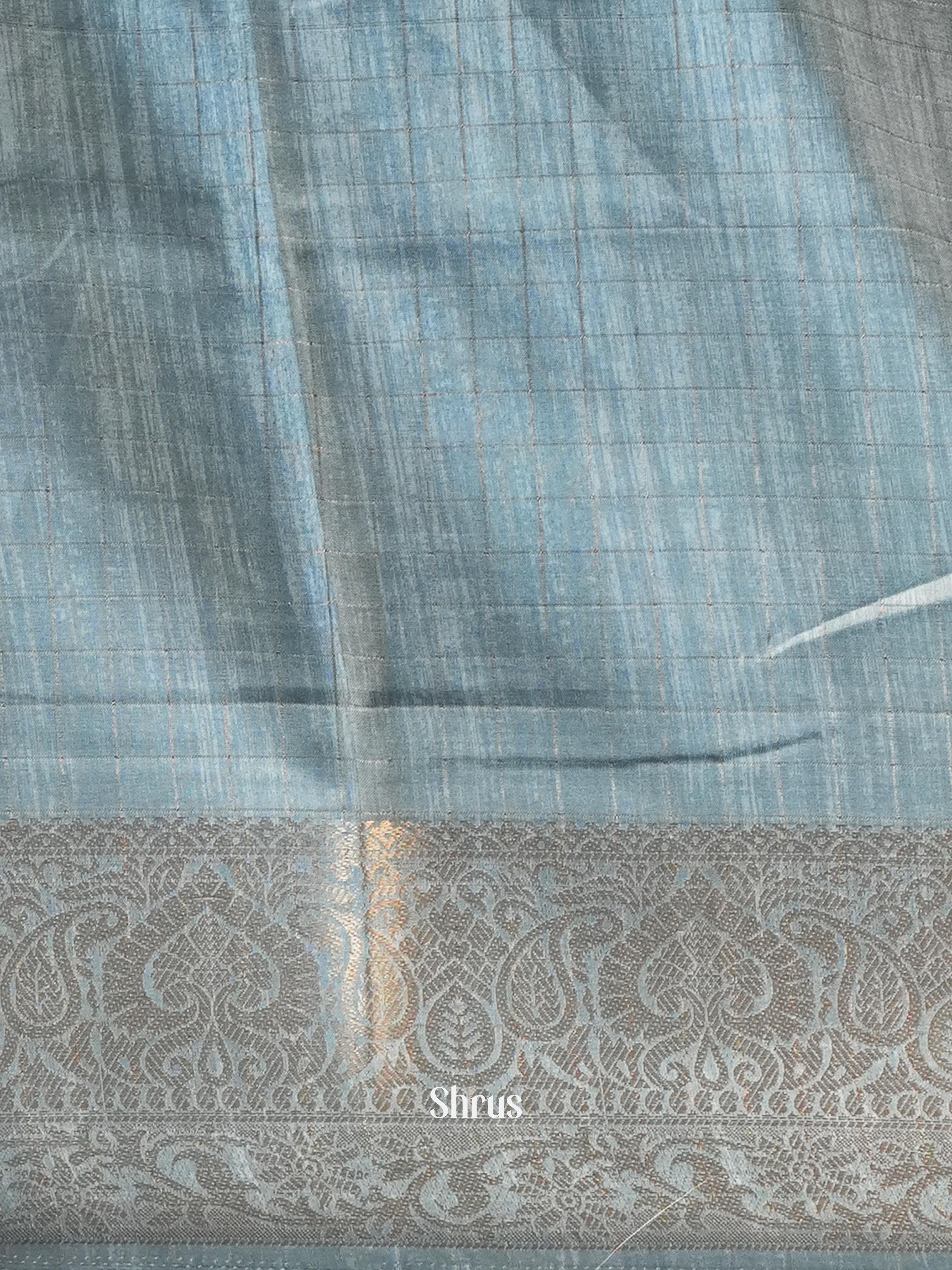 Cream & Grey - Semi Dola silk Saree