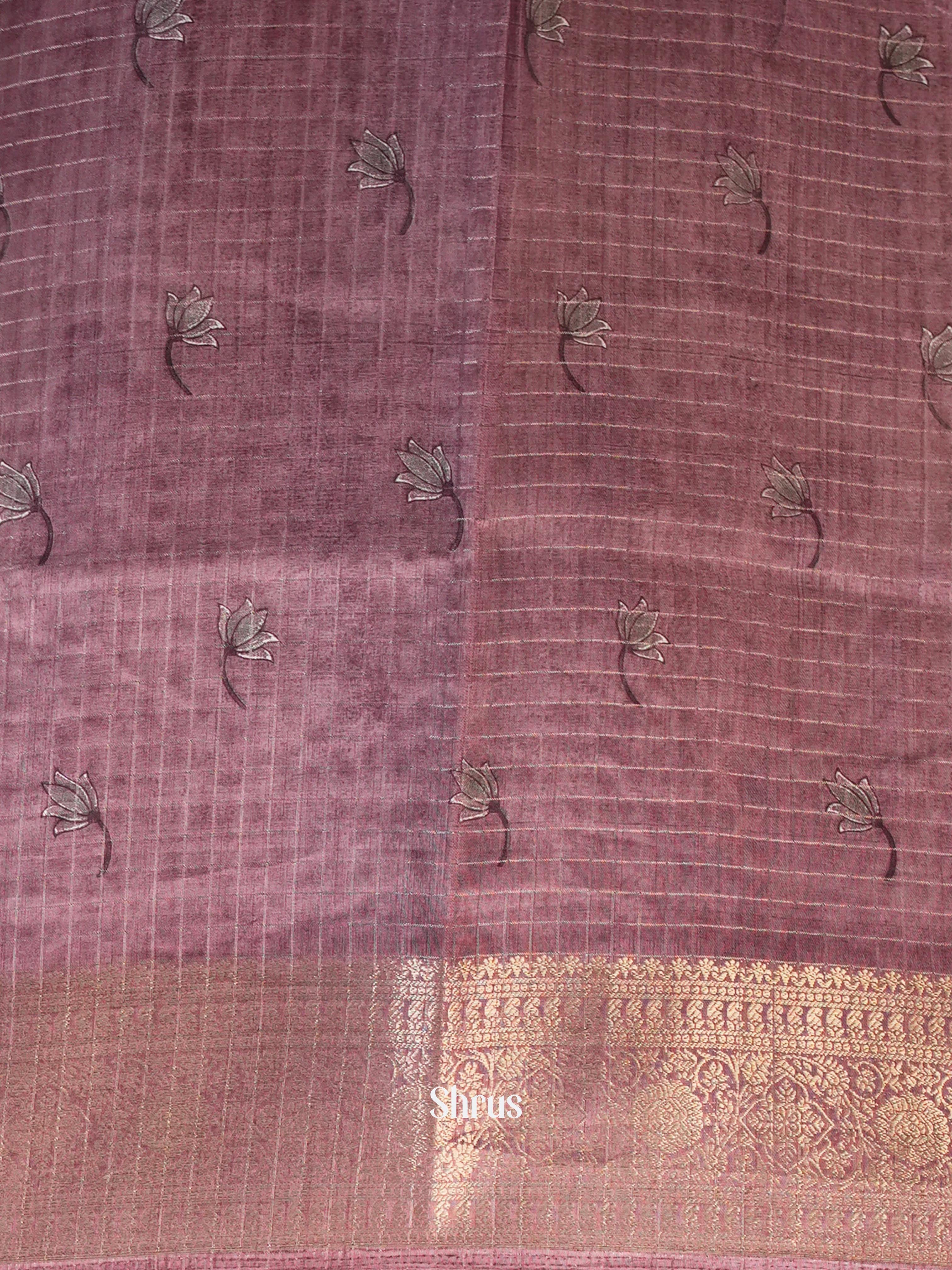 Cream & Purple - Semi Dola silk Saree