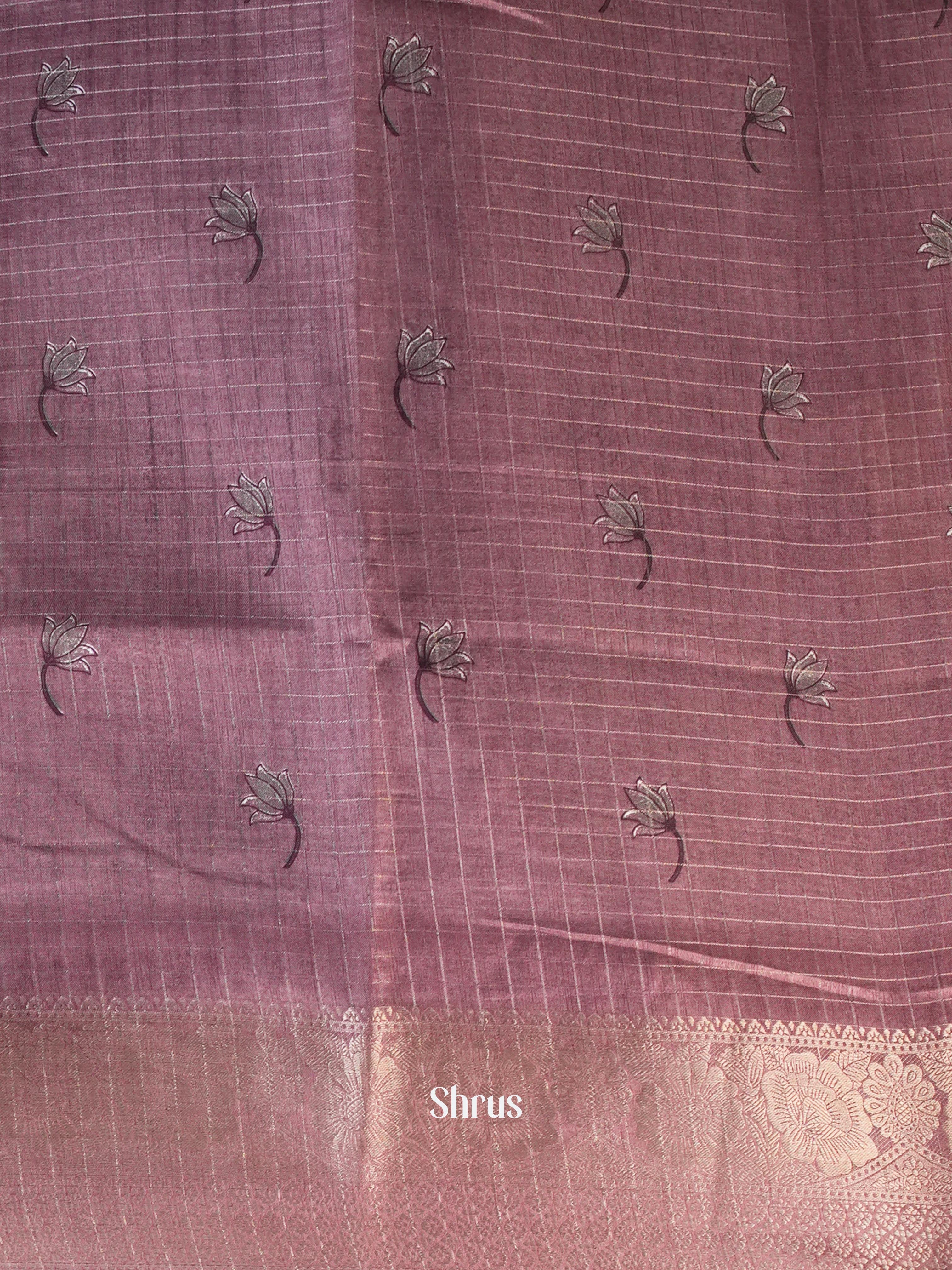 Cream &  Purple - Semi Dola silk Saree