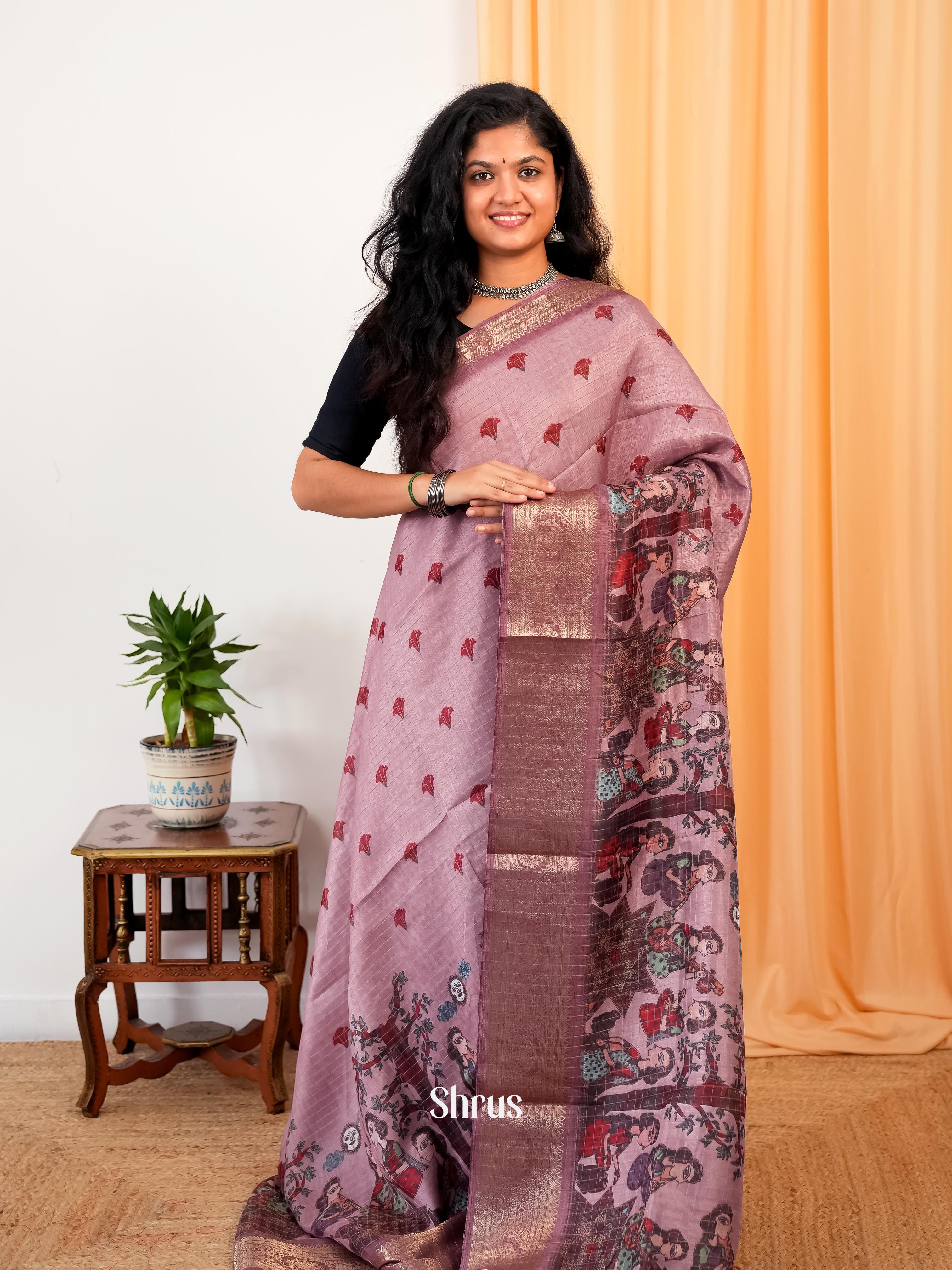 Purple - Semi Dola silk Saree