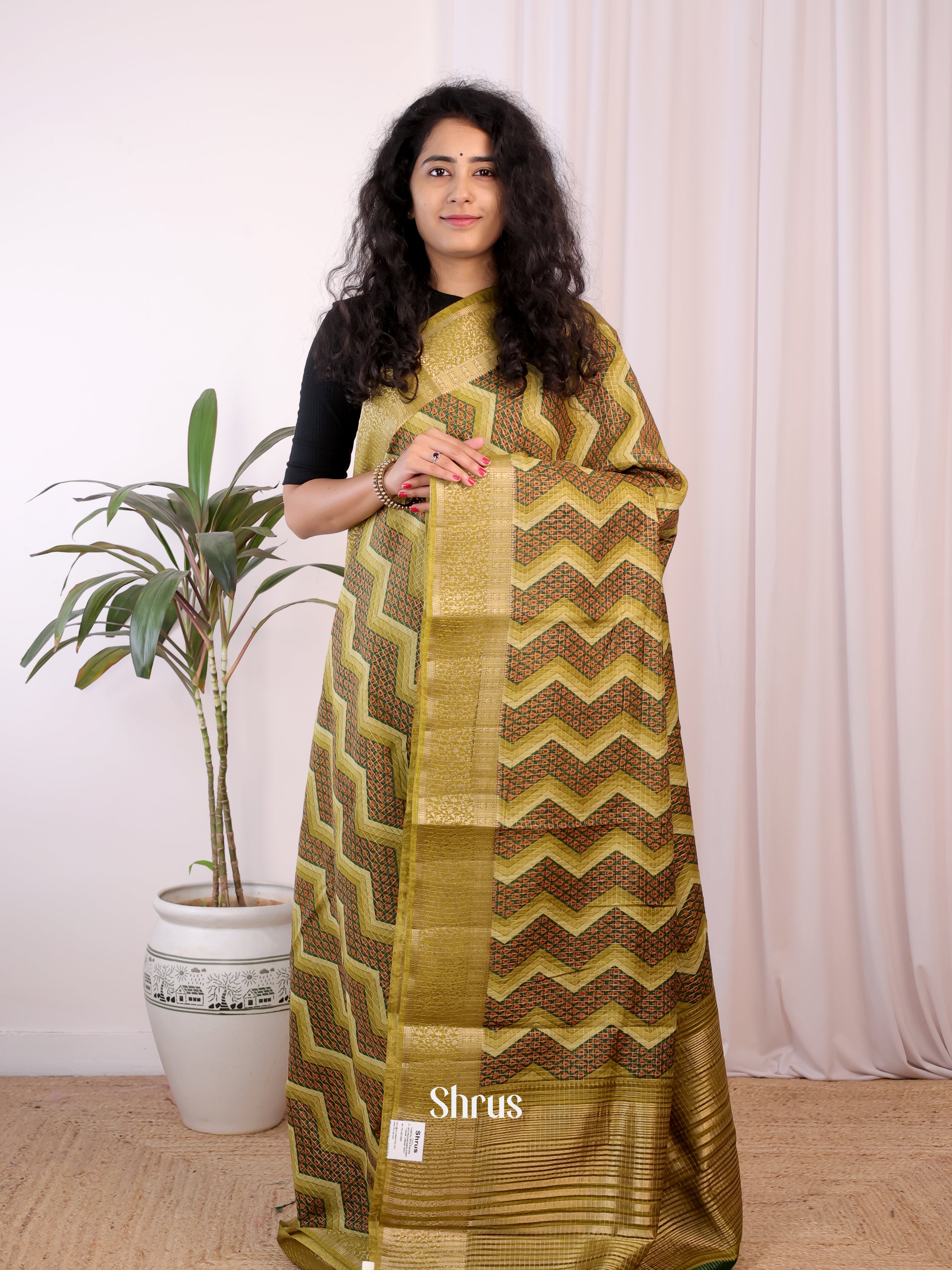 Green - Semi Chanderi Saree