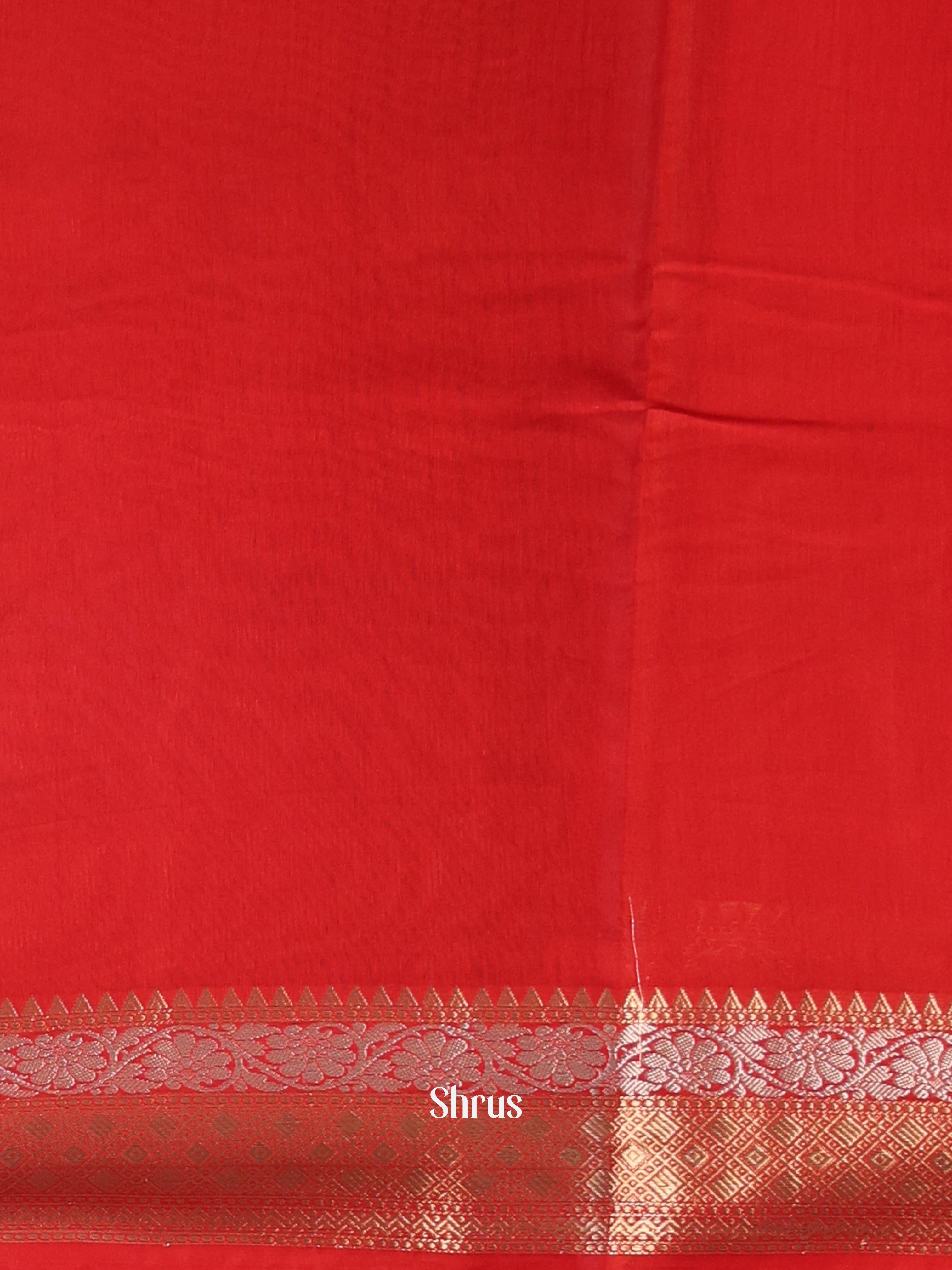 Blue & Red - Semi Dupion Saree